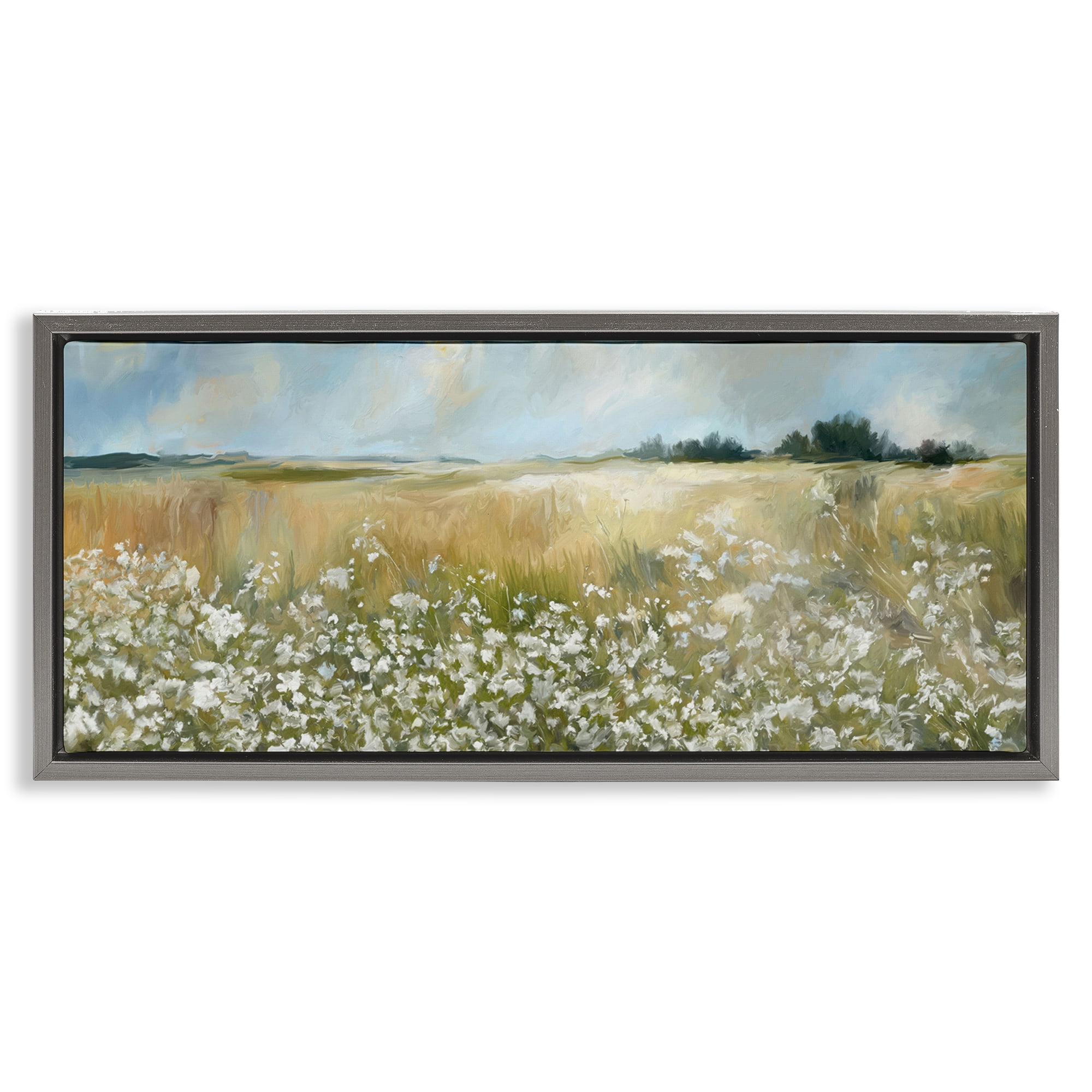 Stupell Industries Panoramic Prairie Horses Landscape & Nature Photography Gray Floater Framed Canvas Art Print Wall Art, 25 x 11