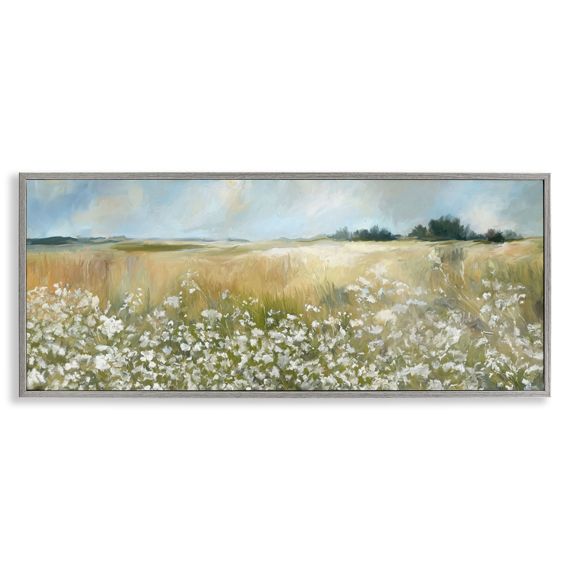 Stupell Industries Panoramic Prairie Horses Landscape & Nature Photography Gray Framed Art Print Wall Art, 30 x 13