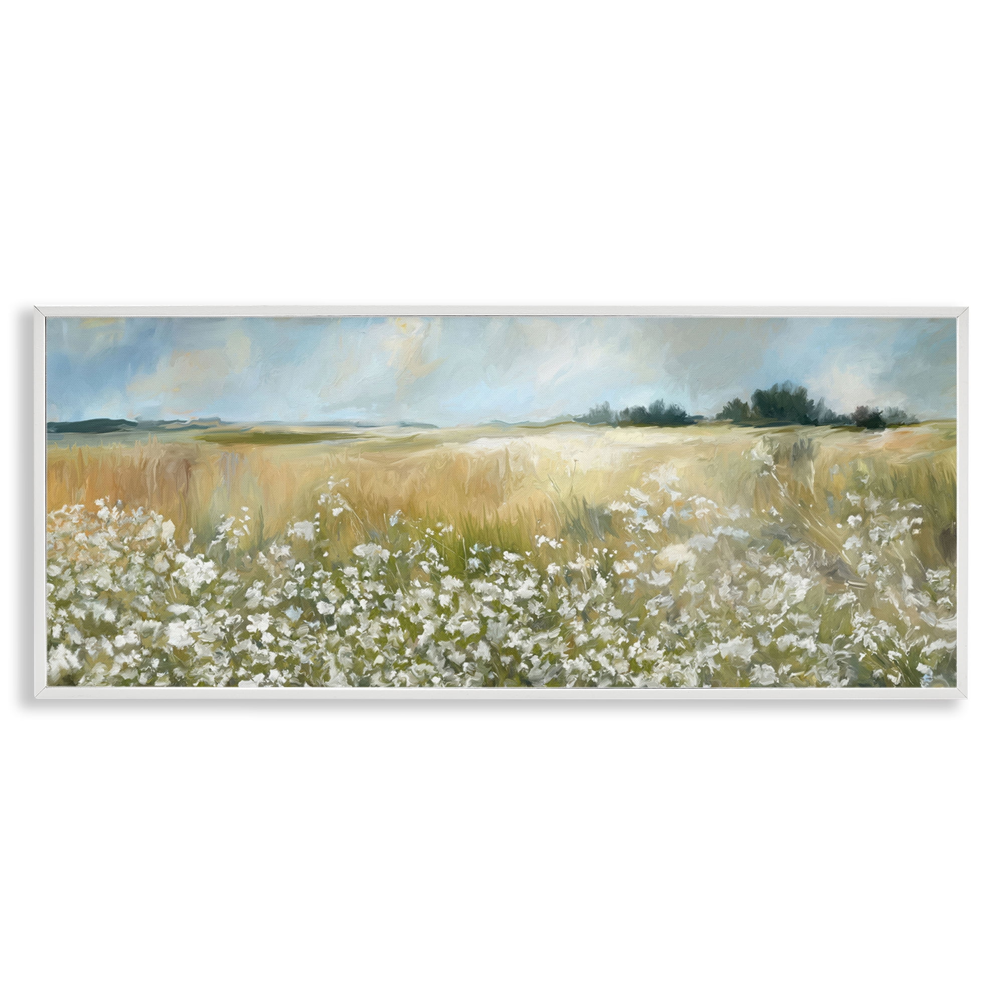 Stupell Industries Panoramic Prairie Horses Landscape & Nature Photography White Framed Art Print Wall Art, 24 x 10