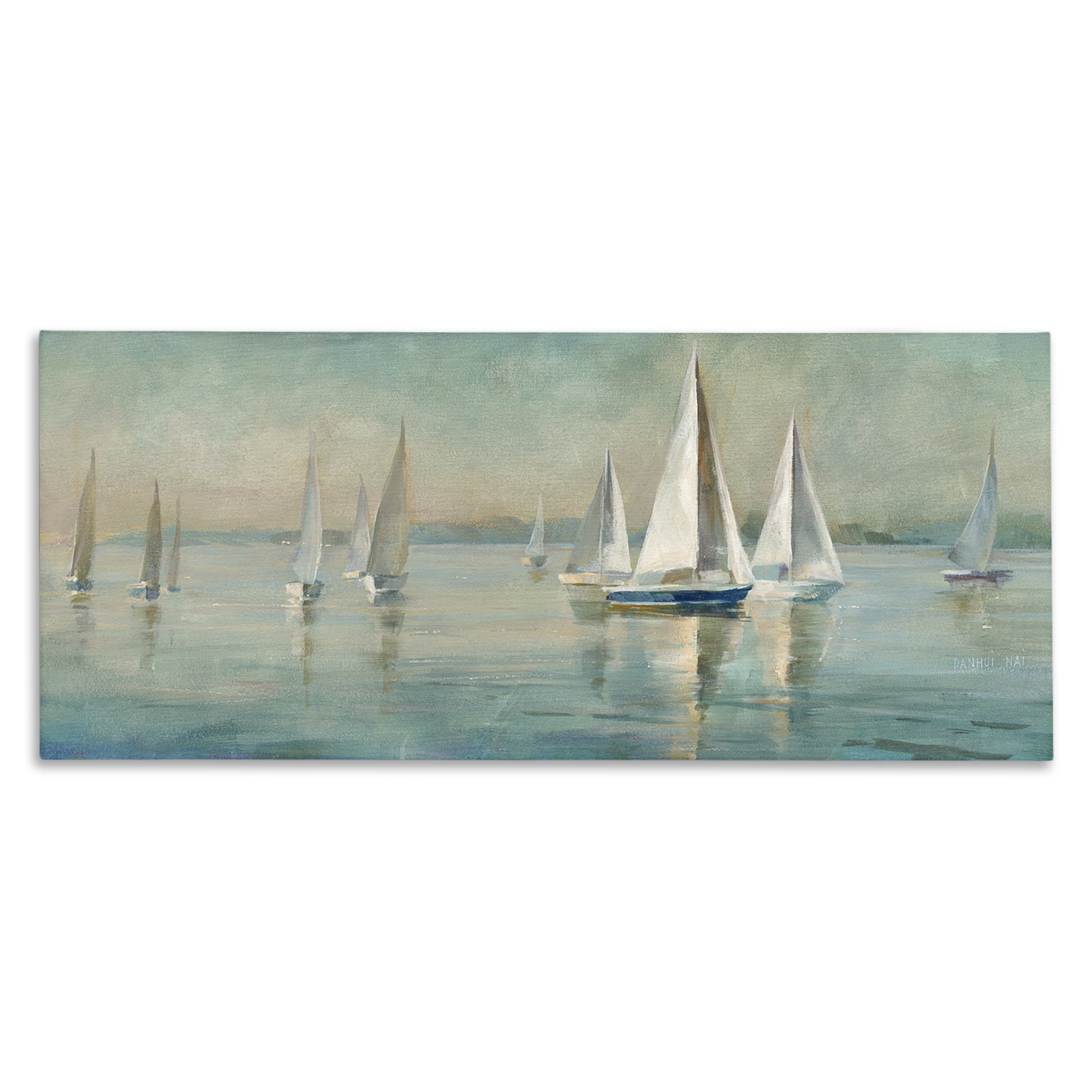 Stupell Industries Panoramic Sailing at Sunrise Nautical & Beach Painting Wrapped Canvas Art Print Wall Art, 24 x 10