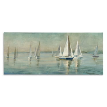 Stupell Industries Panoramic Sailing at Sunrise Nautical & Beach Painting Wrapped Canvas Art Print Wall Art, 24 x 10