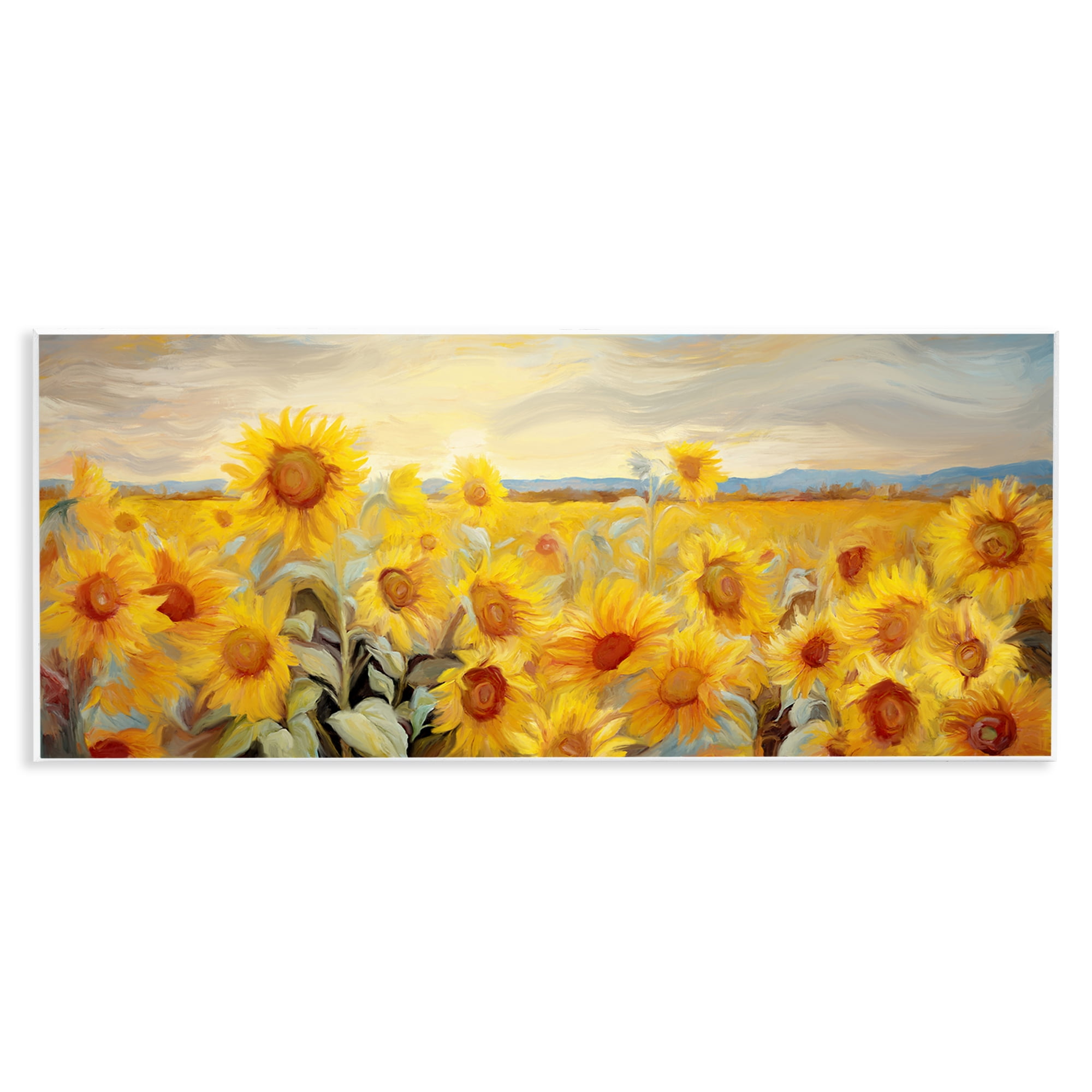 Stupell Industries Panoramic Sunflower Field Landscape & Nature Painting Unframed Art Print Wall Art, 17 x 7