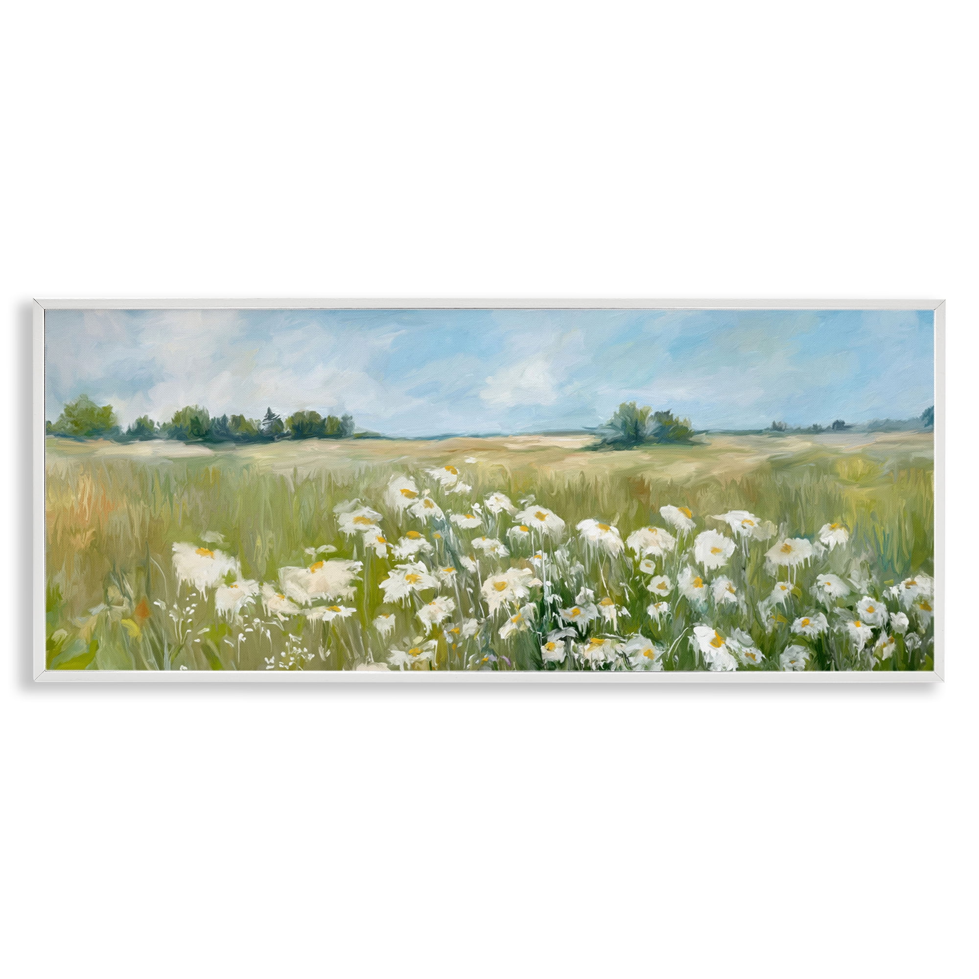 Stupell Industries Panoramic Sunlit Cliff Landscape Photography White Framed Art Print Wall Art, 30 x 13