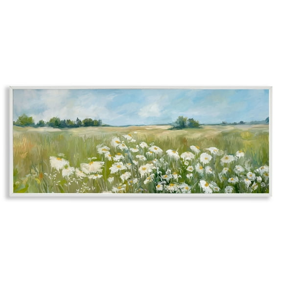 Stupell Industries Panoramic Sunlit Cliff Landscape Photography White Framed Art Print Wall Art, 30 x 13