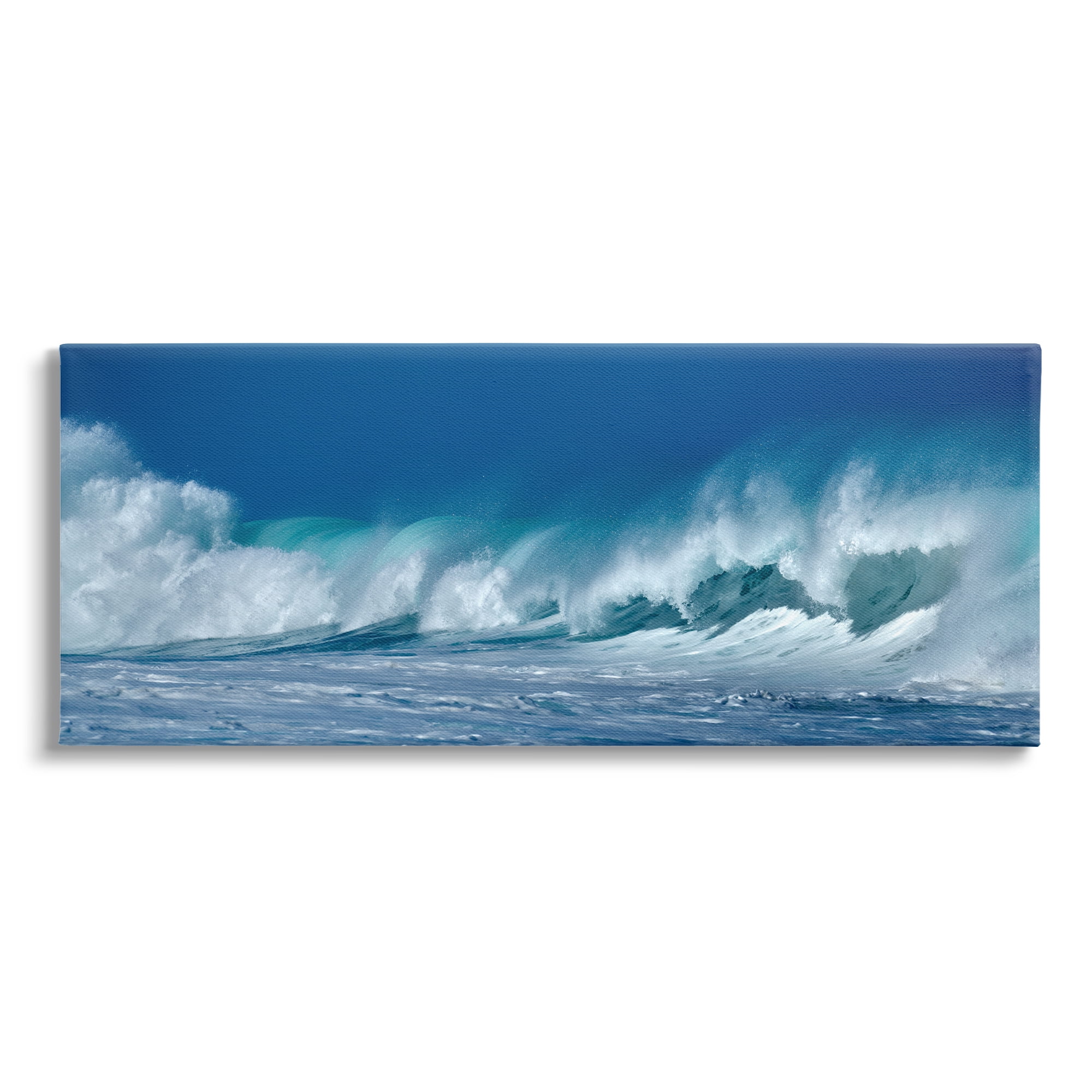 Panoramic Blue and White Tsunami Wave Canvas Wall Art