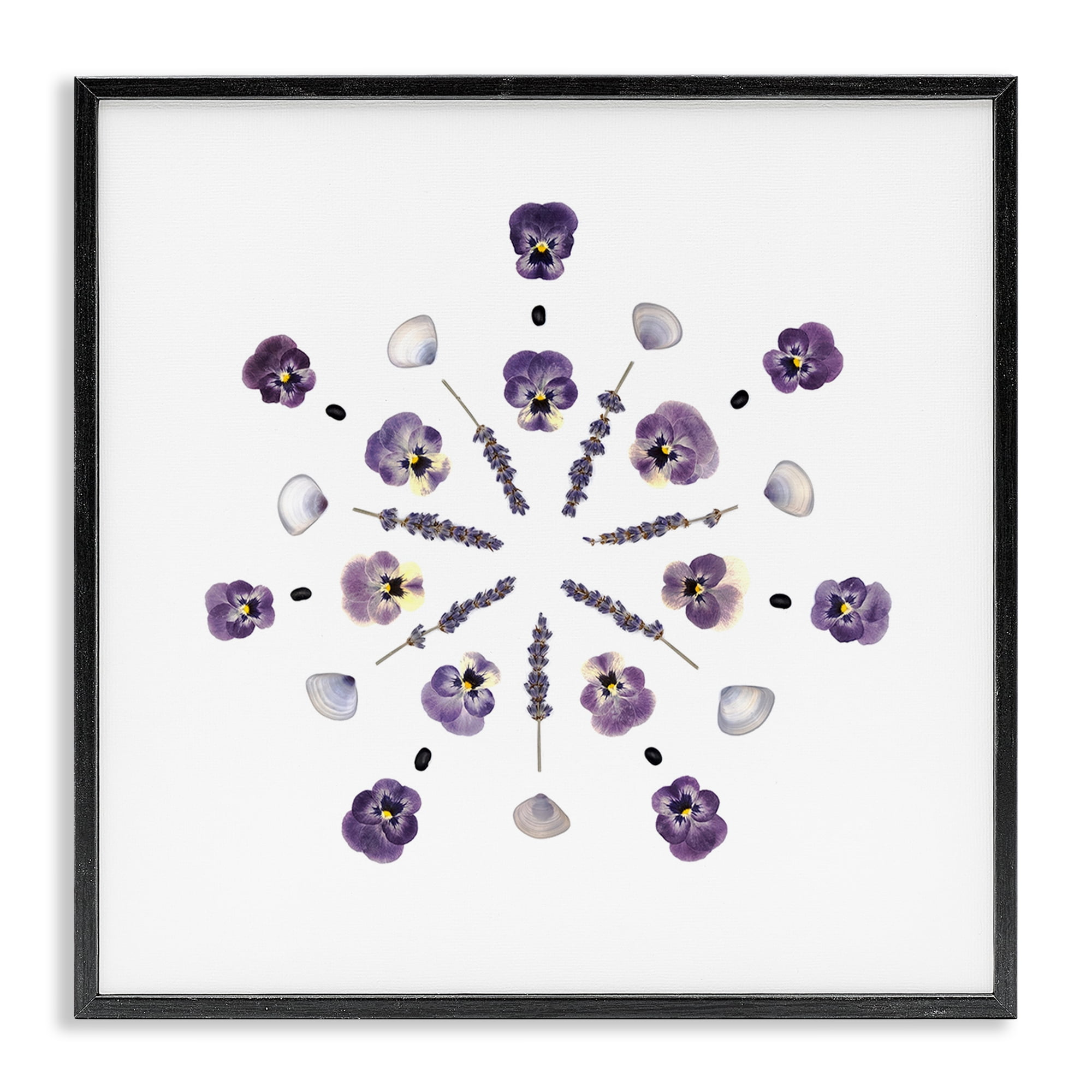 Stupell Industries Pansies & Lavender Symmetry Black Framed Giclee Art, design by Beth Adoette