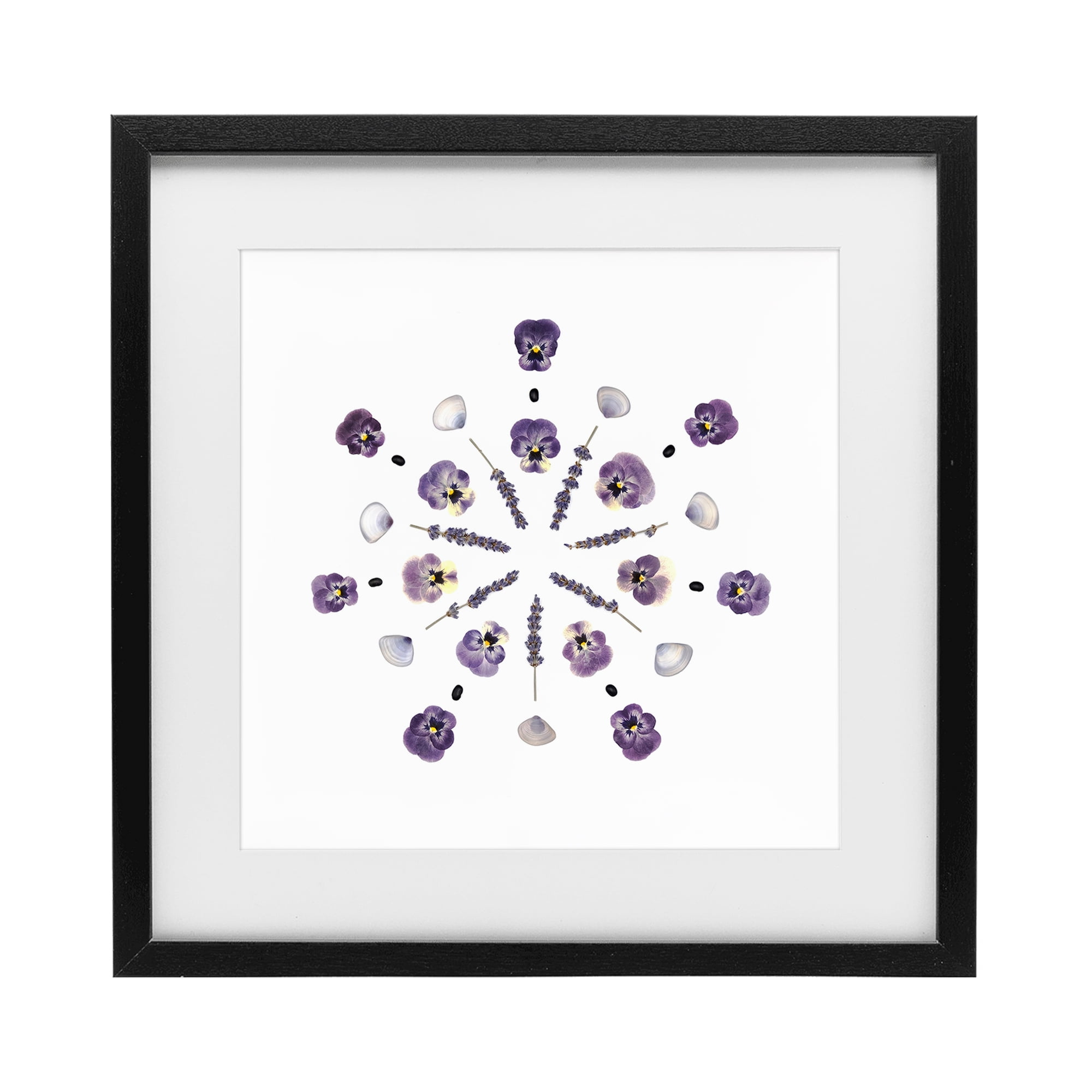 Stupell Industries Pansies & Lavender Symmetry Black Framed Print Under Glass, design by Beth Adoette