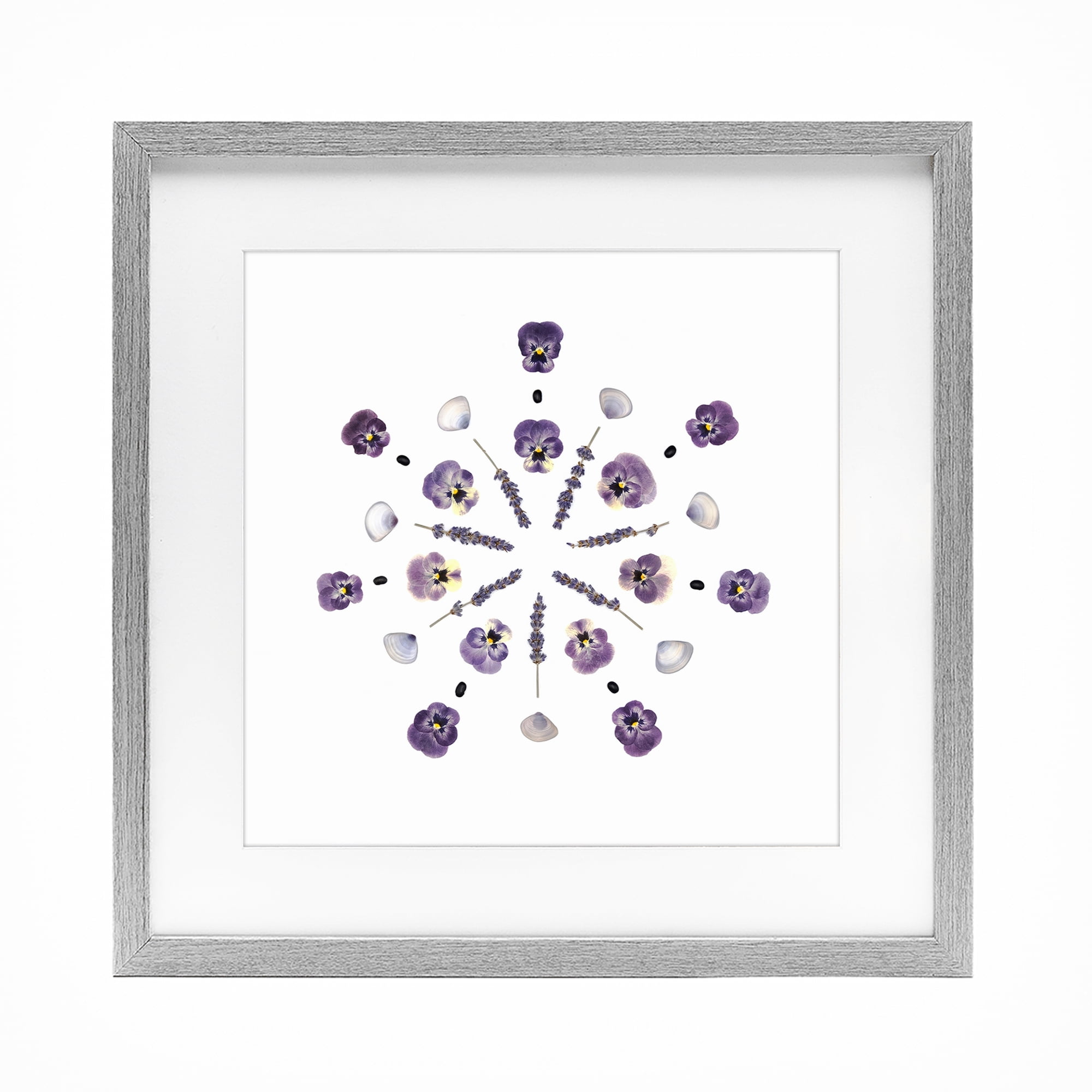 Stupell Industries Pansies & Lavender Symmetry Gray Framed Print Under Glass, design by Beth Adoette