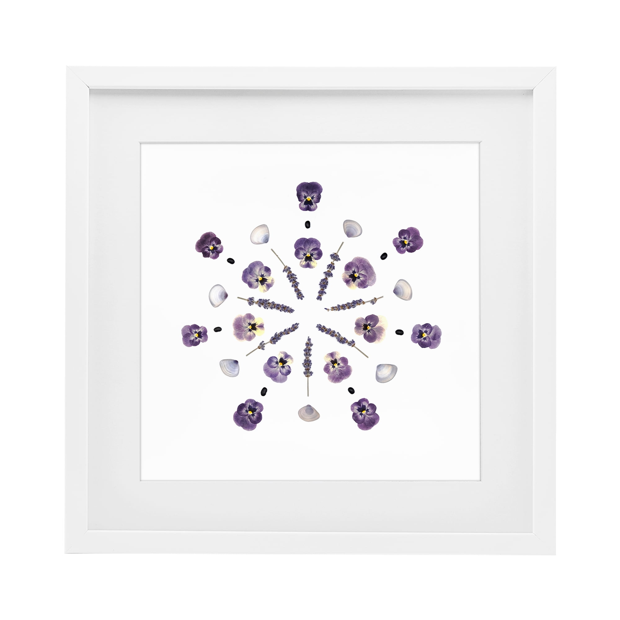 Stupell Industries Pansies & Lavender Symmetry White Framed Print Under Glass, design by Beth Adoette