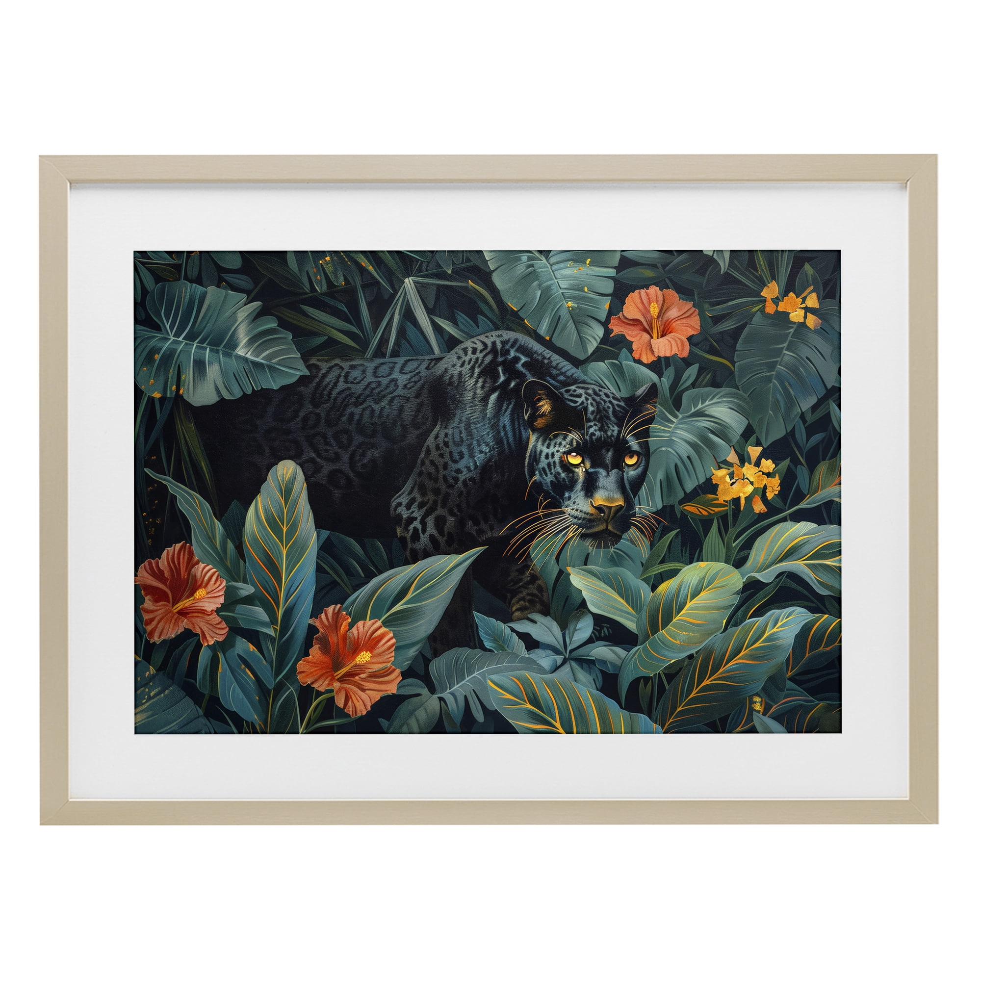 Stupell Industries Panther's Exotic Paradise Birch Framed Print Under Glass, design by Ray Powers