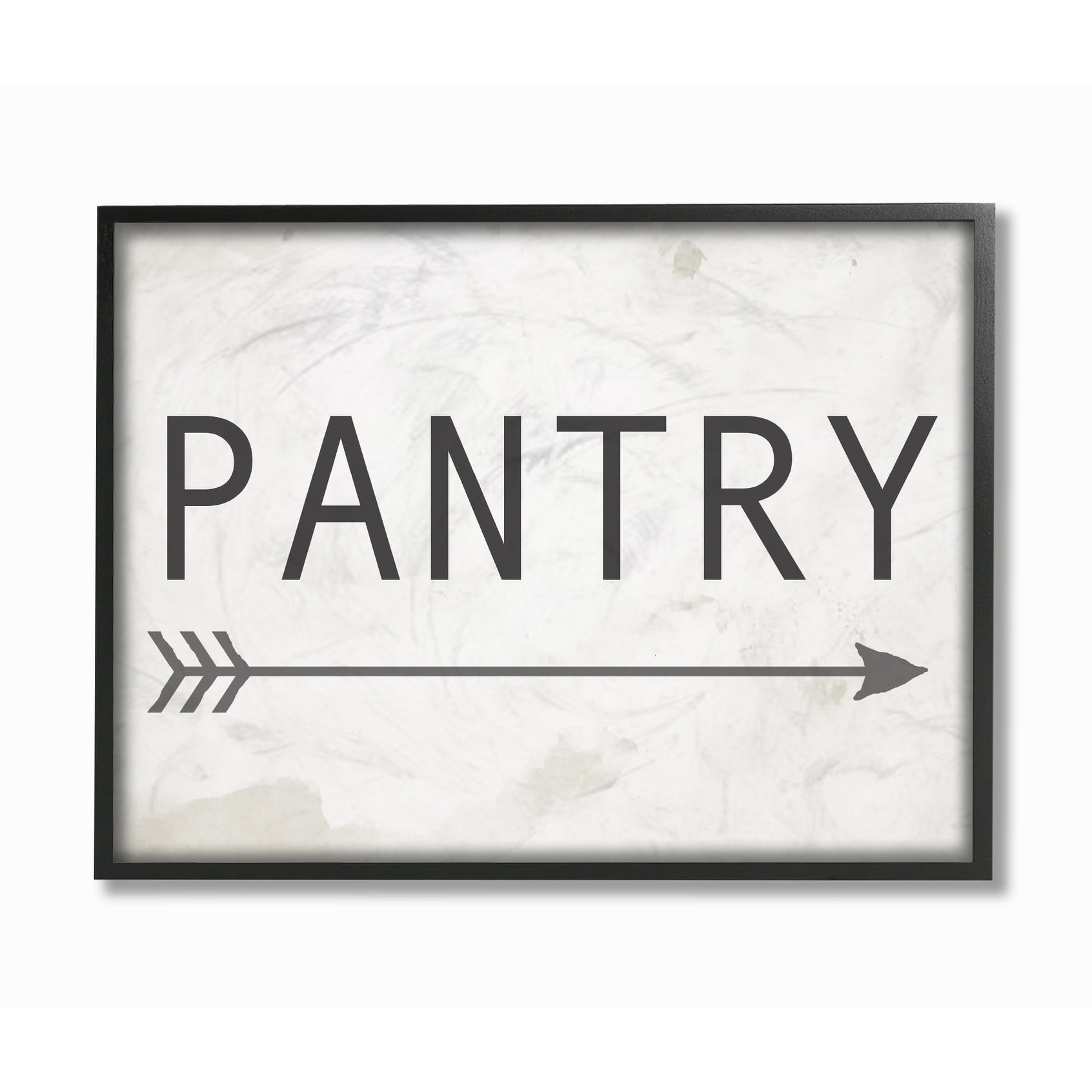 Stupell Industries Pantry Sign with Arrow Typography Painting Black Framed Art Print Wall Art, 11 x 14