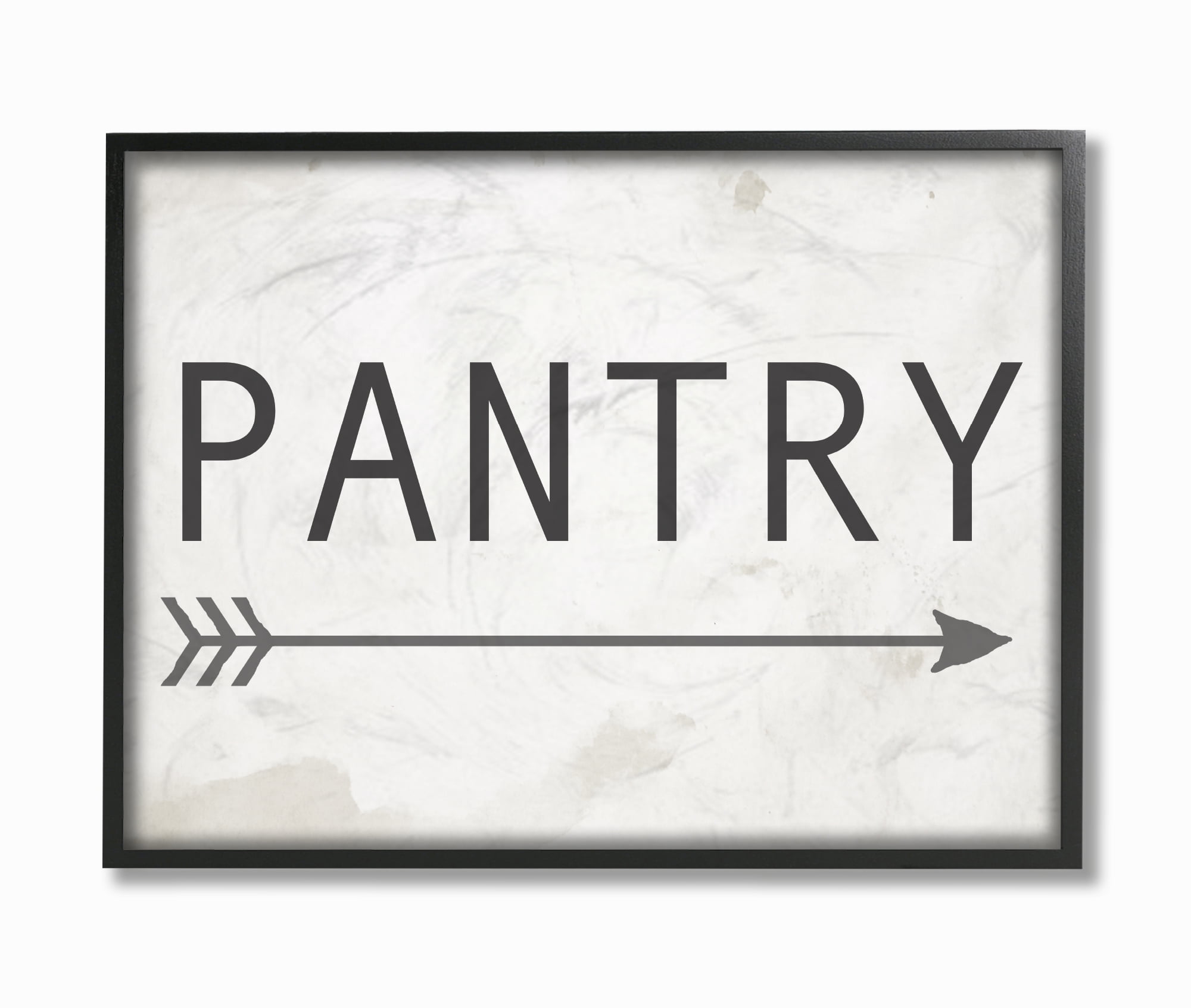 Stupell Industries Pantry Sign with Arrow Typography Painting Black Framed Art Print Wall Art, 16 x 20