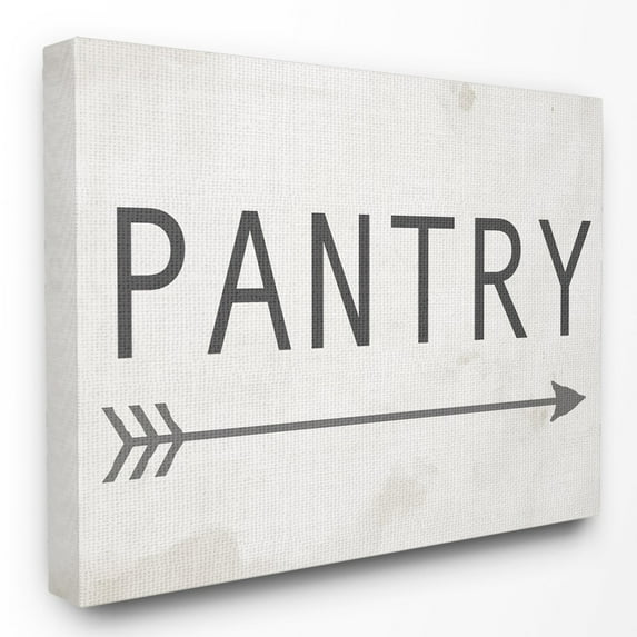 Stupell Industries Pantry Sign with Arrow Typography Painting Gallery Wrapped Canvas Art Print Wall Art, 24 x 30