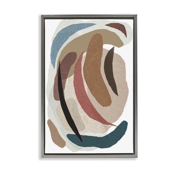 Stupell Industries Paper Collage Earth Tones Gray Framed Floater Canvas Wall Art design by Nikki Galapon, 31 x 21