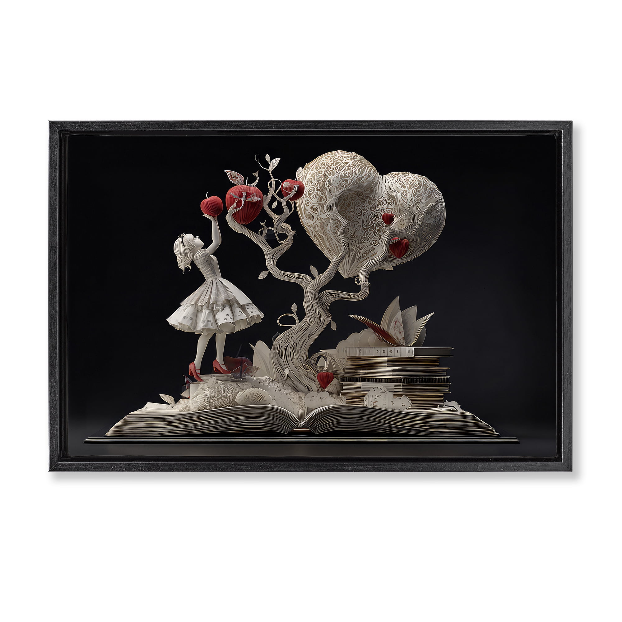 Stupell Industries Paper Sculpture Style Fairytale Black Framed Floater Canvas Wall Art, design by The Wands Want