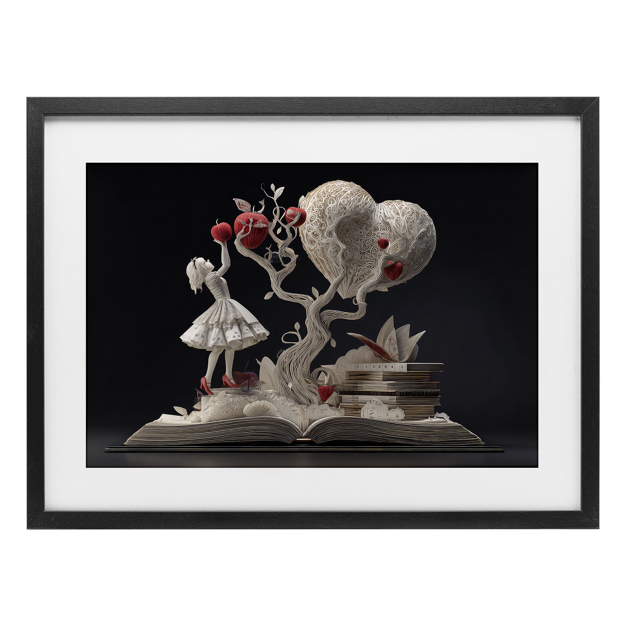 Stupell Industries Paper Sculpture Style Fairytale Black Framed Print Under Glass, design by The Wands Want