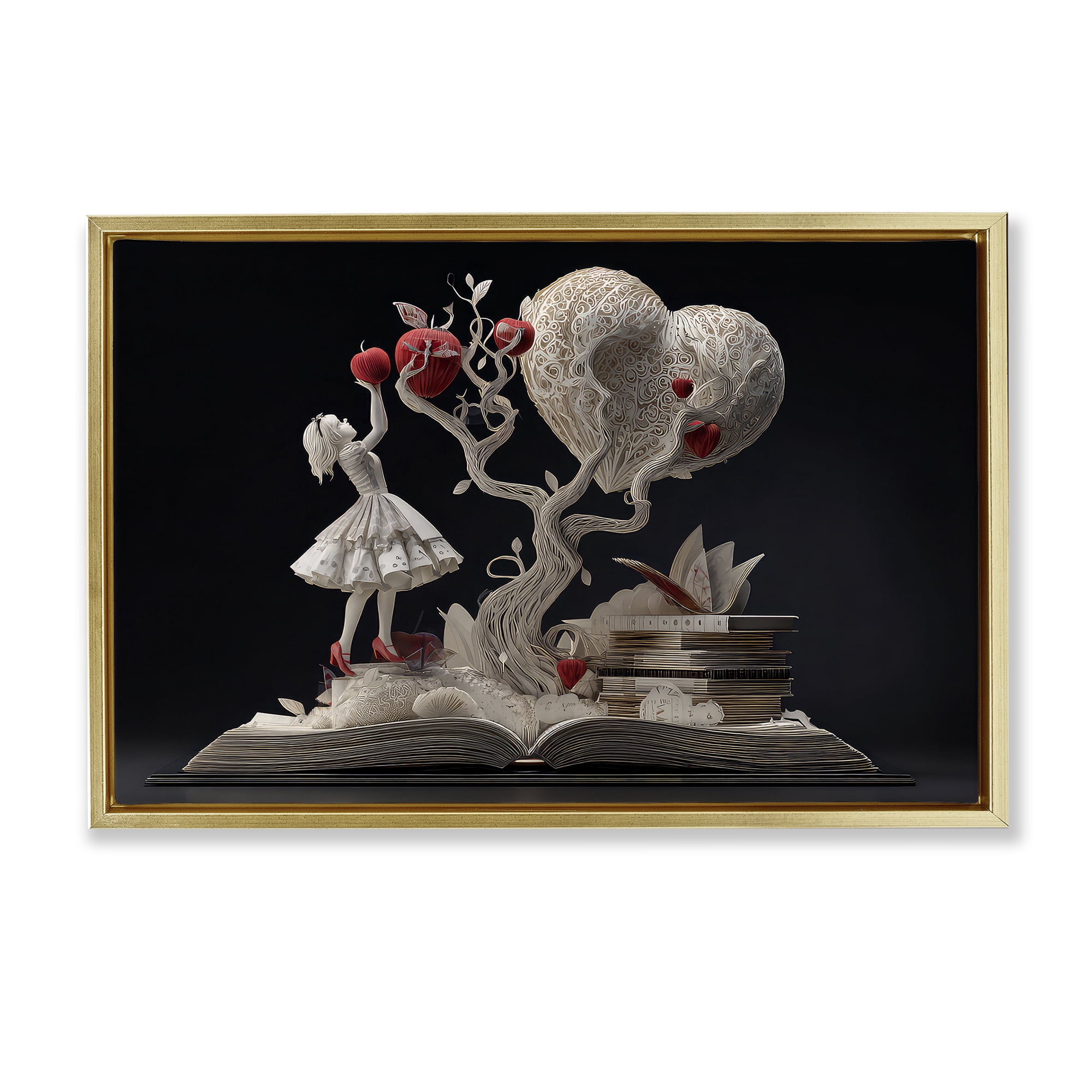 Stupell Industries Paper Sculpture Style Fairytale Gold Framed Floater Canvas Wall Art, design by The Wands Want