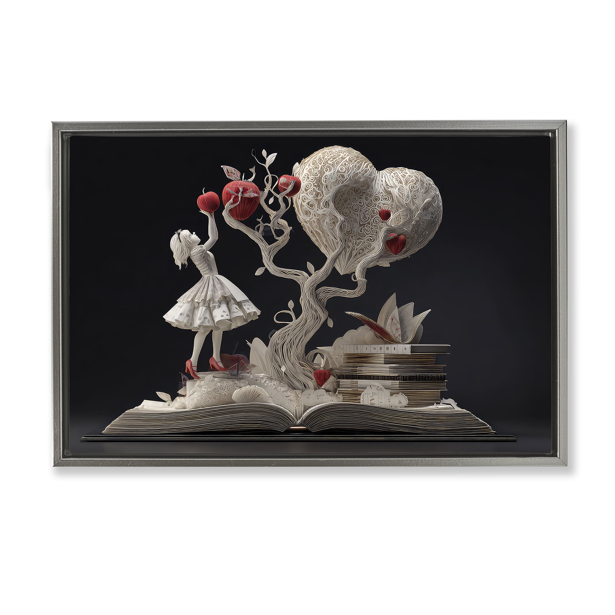 Stupell Industries Paper Sculpture Style Fairytale Gray Framed Floater Canvas Wall Art, design by The Wands Want