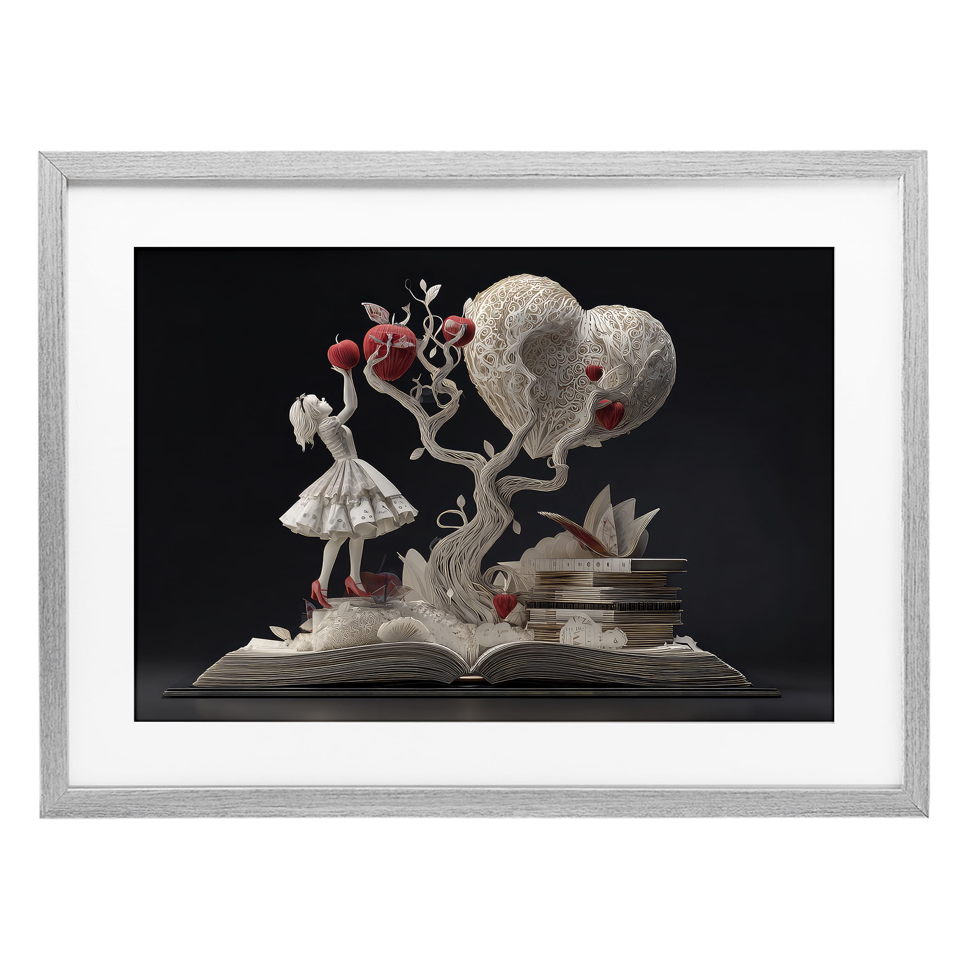 Stupell Industries Paper Sculpture Style Fairytale Gray Framed Print Under Glass, design by The Wands Want
