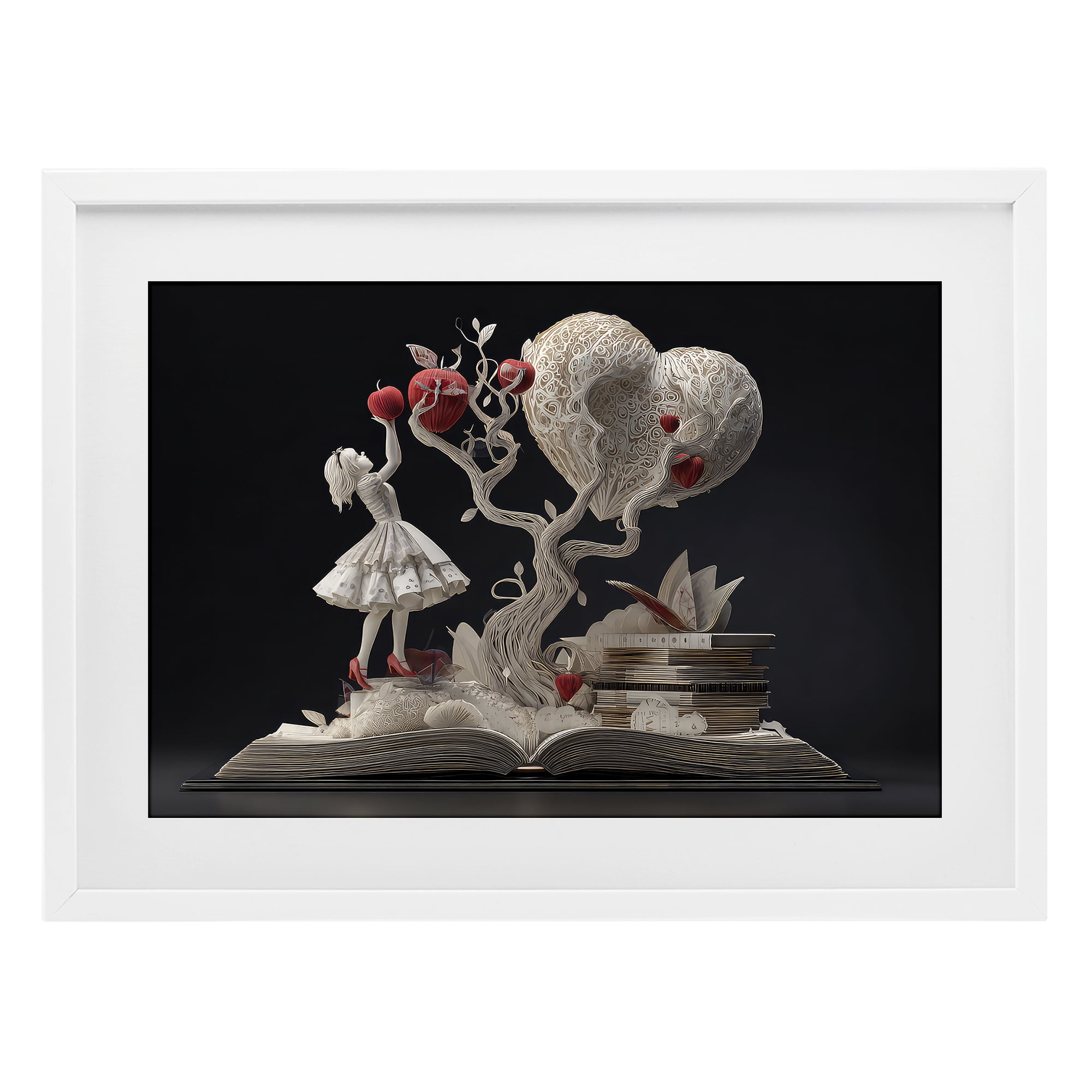 Stupell Industries Paper Sculpture Style Fairytale White Framed Print Under Glass, design by The Wands Want