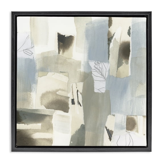 Stupell Industries Contemporary Paper Waterfall Abstract Black Floating Frame Canvas Art, 25 x 25, by June Erica Vess