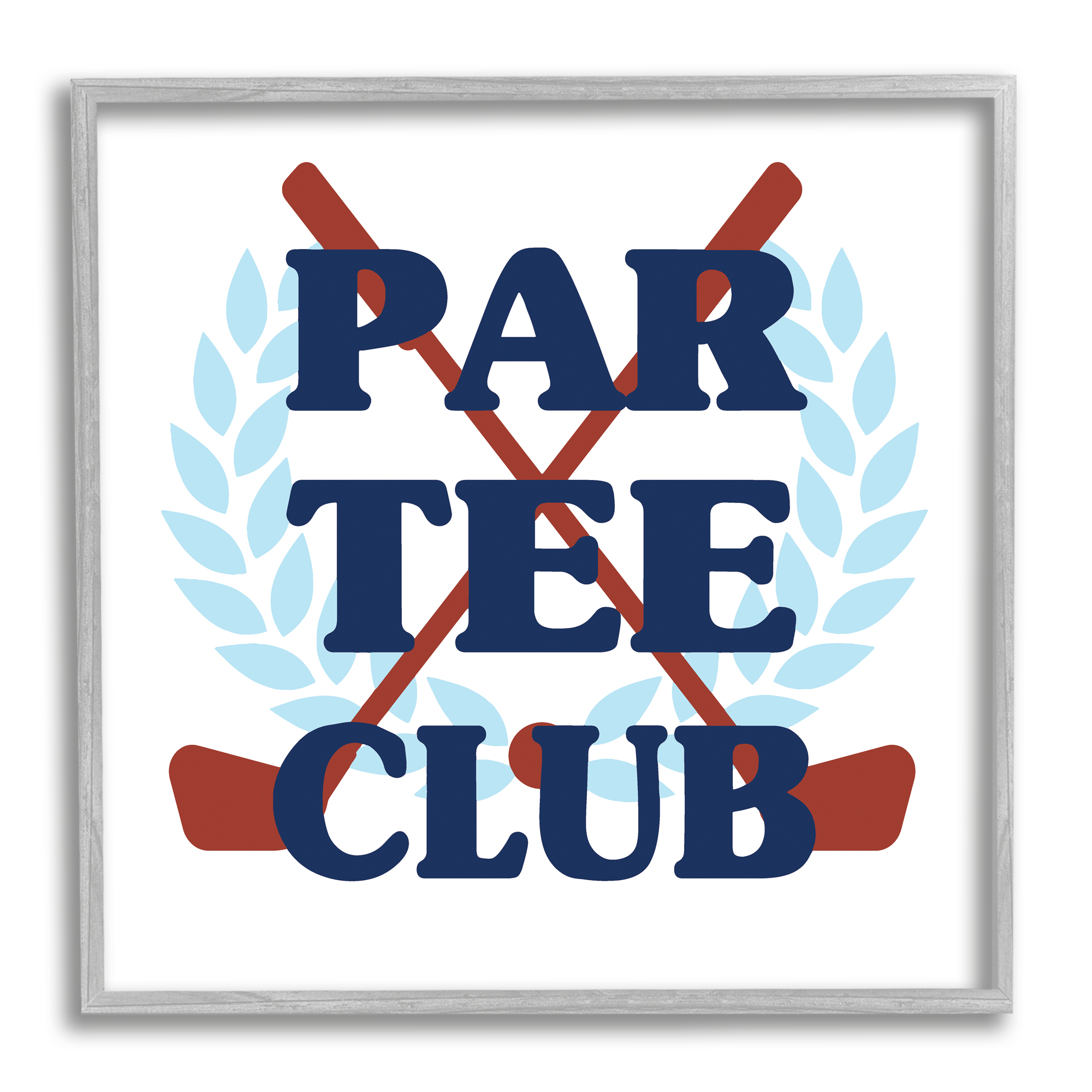 Stupell Industries Par Tee Club Golf Clubs Religious Painting Gray Framed Art Print Wall Art