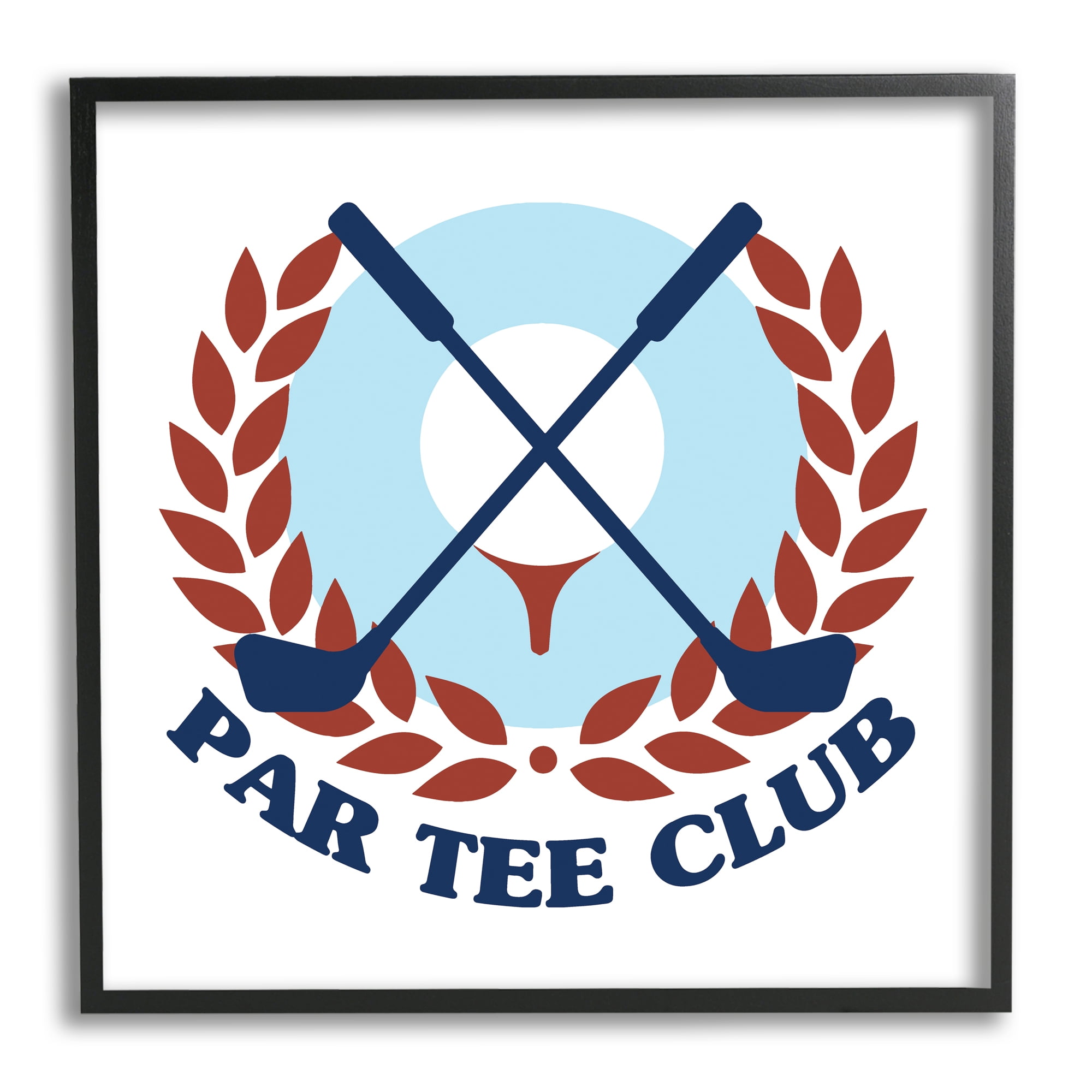 Stupell Industries Par Tee Club Golfing Sports Laurel Religious Painting Black Framed Art Print Wall Art