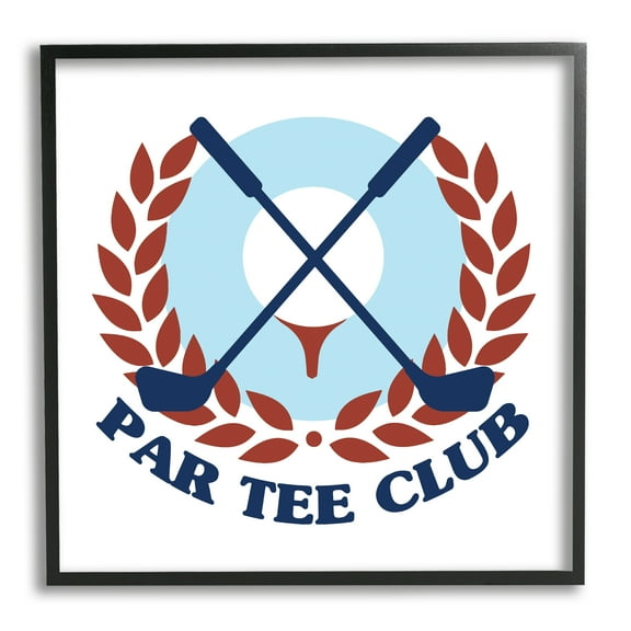Stupell Industries Par Tee Club Golfing Sports Laurel Religious Painting Black Framed Art Print Wall Art