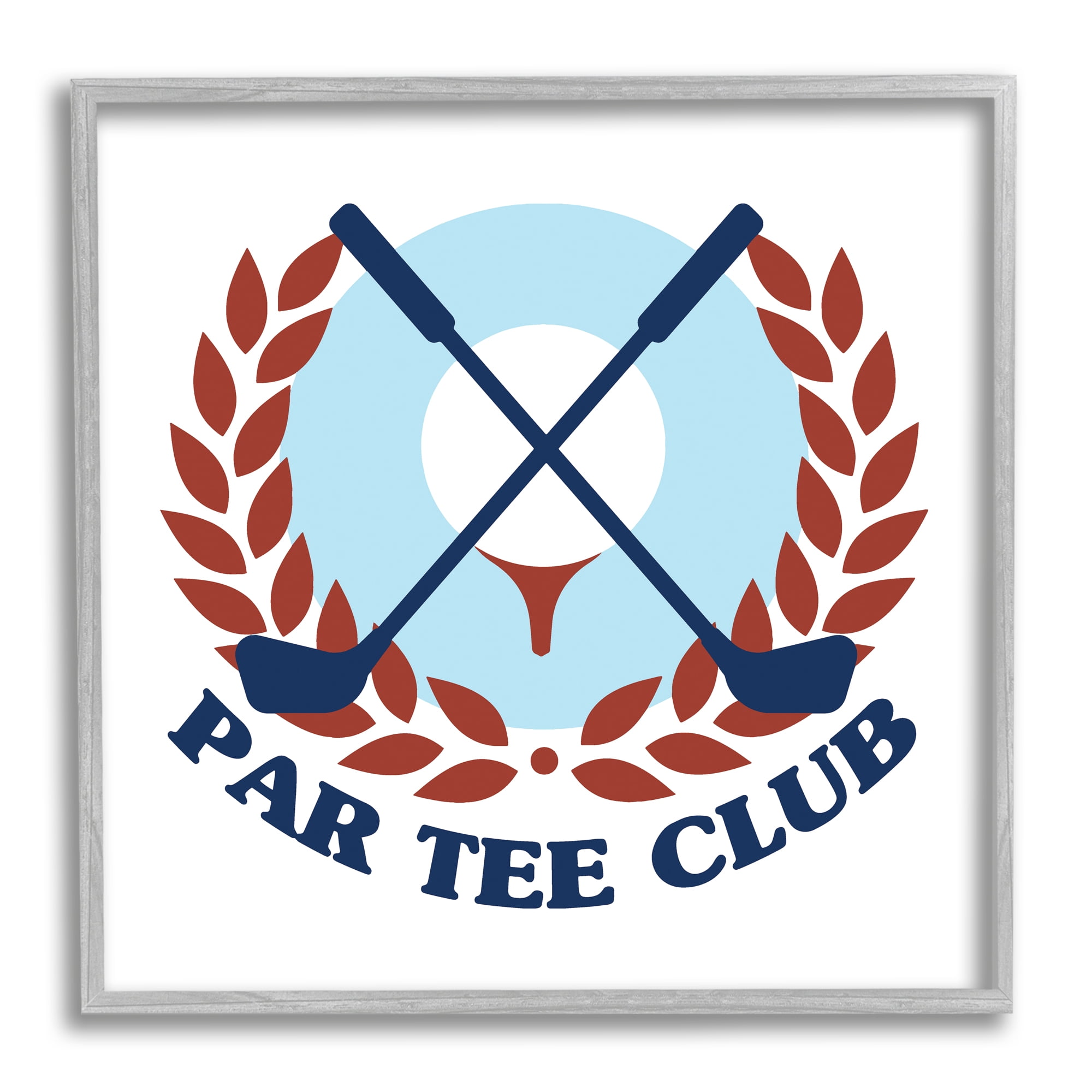 Stupell Industries Par Tee Club Golfing Sports Laurel Religious Painting Gray Framed Art Print Wall Art