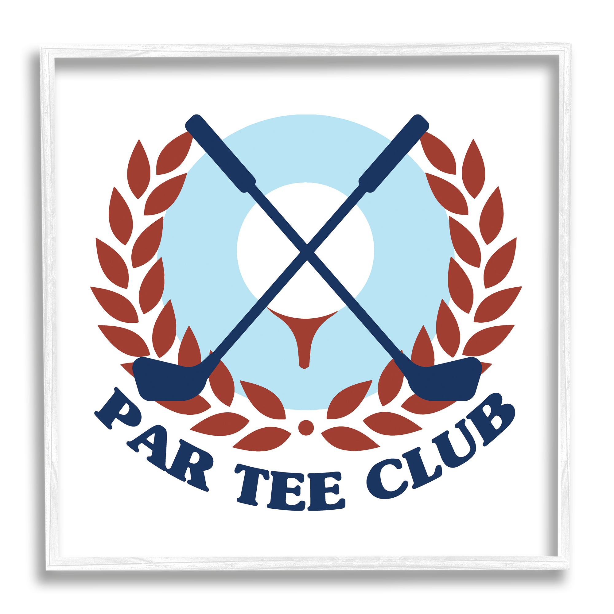 Stupell Industries Par Tee Club Golfing Sports Laurel Religious Painting White Framed Art Print Wall Art
