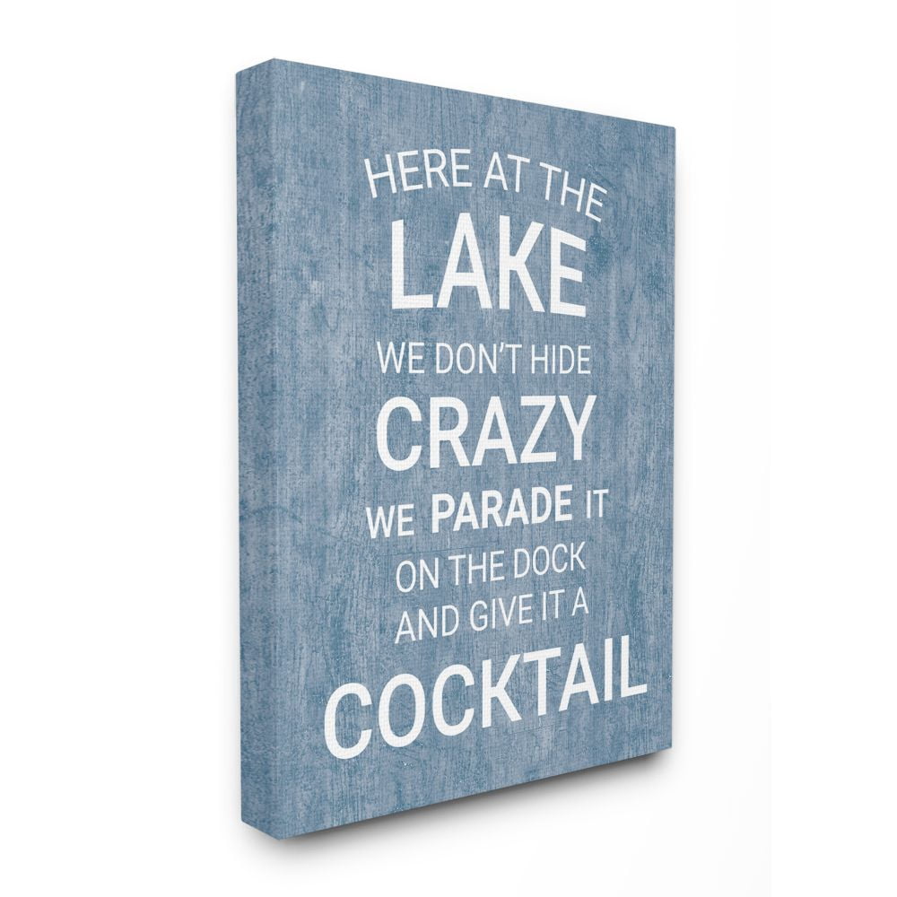 Stupell Industries Parade Crazy Funny Lake Party Blue Wood Texture Word Design Canvas Wall Art by Susan Ball