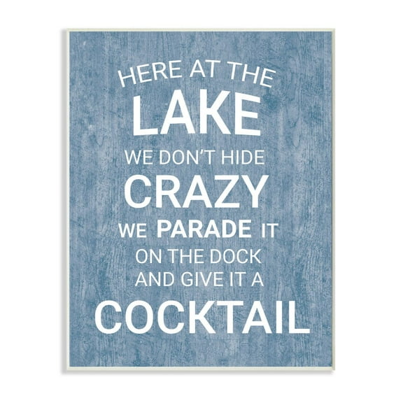 Stupell Industries Parade Crazy Funny Lake Party Blue Wood Texture Word Design Wall Plaque by Susan Ball