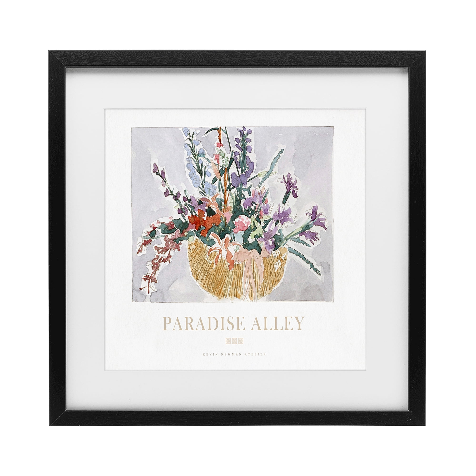 Stupell Industries Paradise Alley Basket of Flowers Black Framed Print Under Glass, design by Jadei Graphics