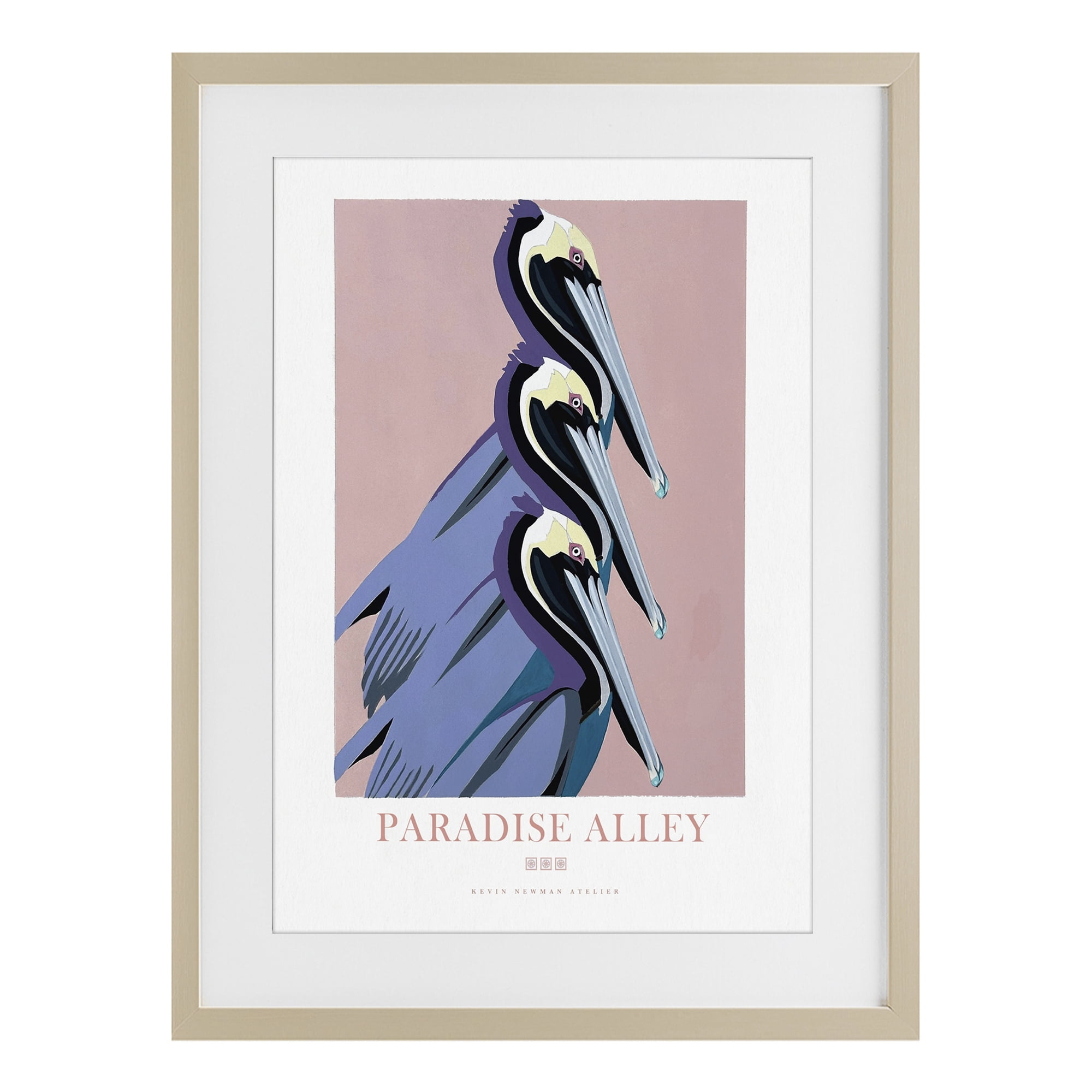 Stupell Industries Paradise Alley Pelican Trio Birch Framed Print Under Glass, design by Jadei Graphics