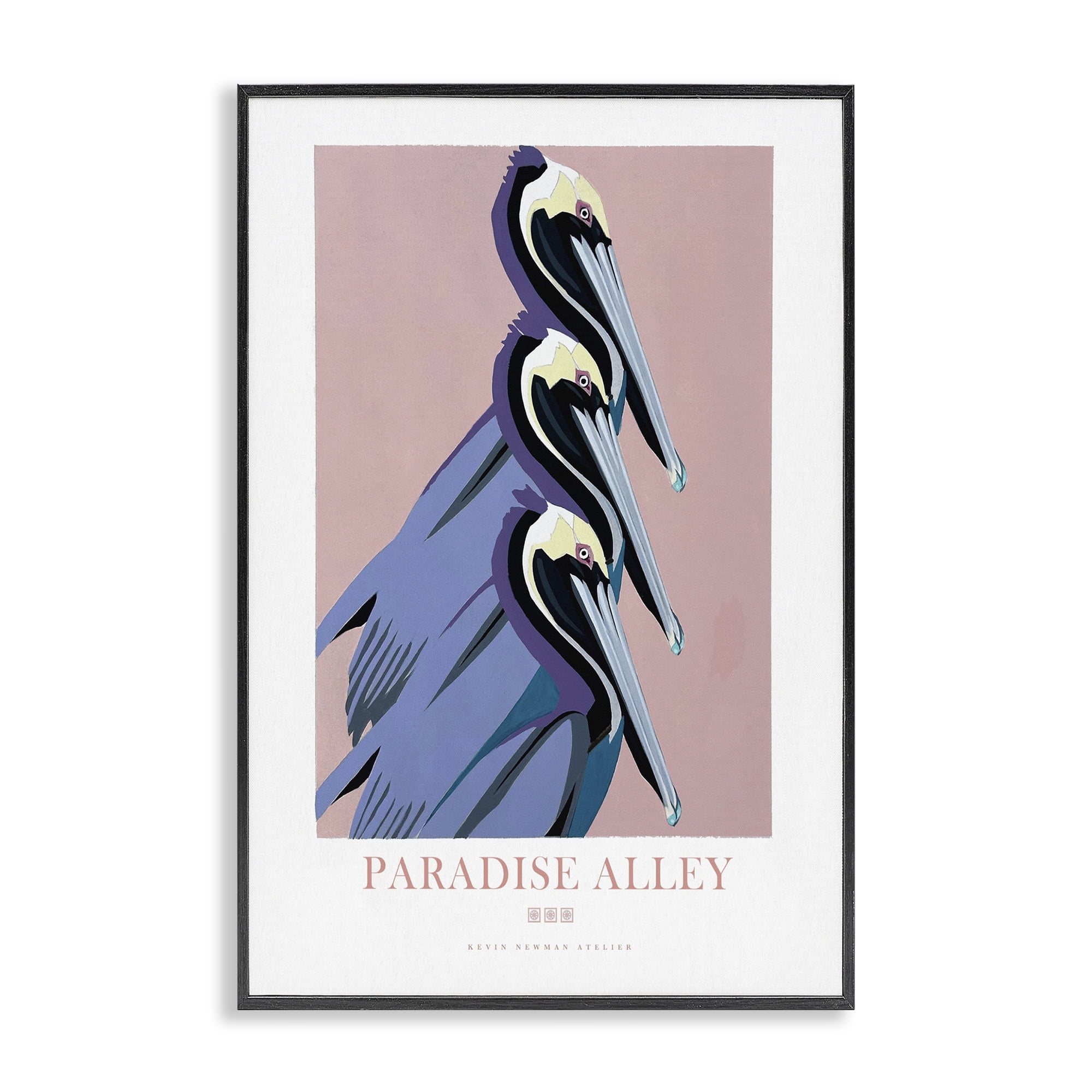 Stupell Industries Paradise Alley Pelican Trio Black Framed Giclee Art, design by Jadei Graphics