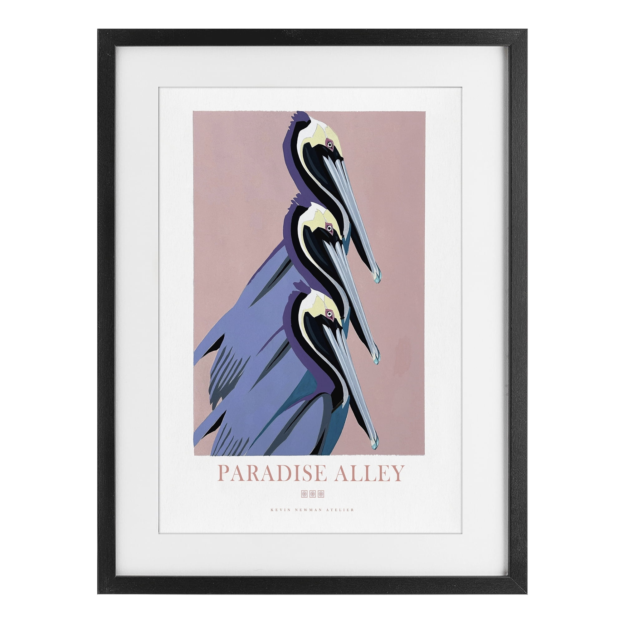 Stupell Industries Paradise Alley Pelican Trio Black Framed Print Under Glass, design by Jadei Graphics