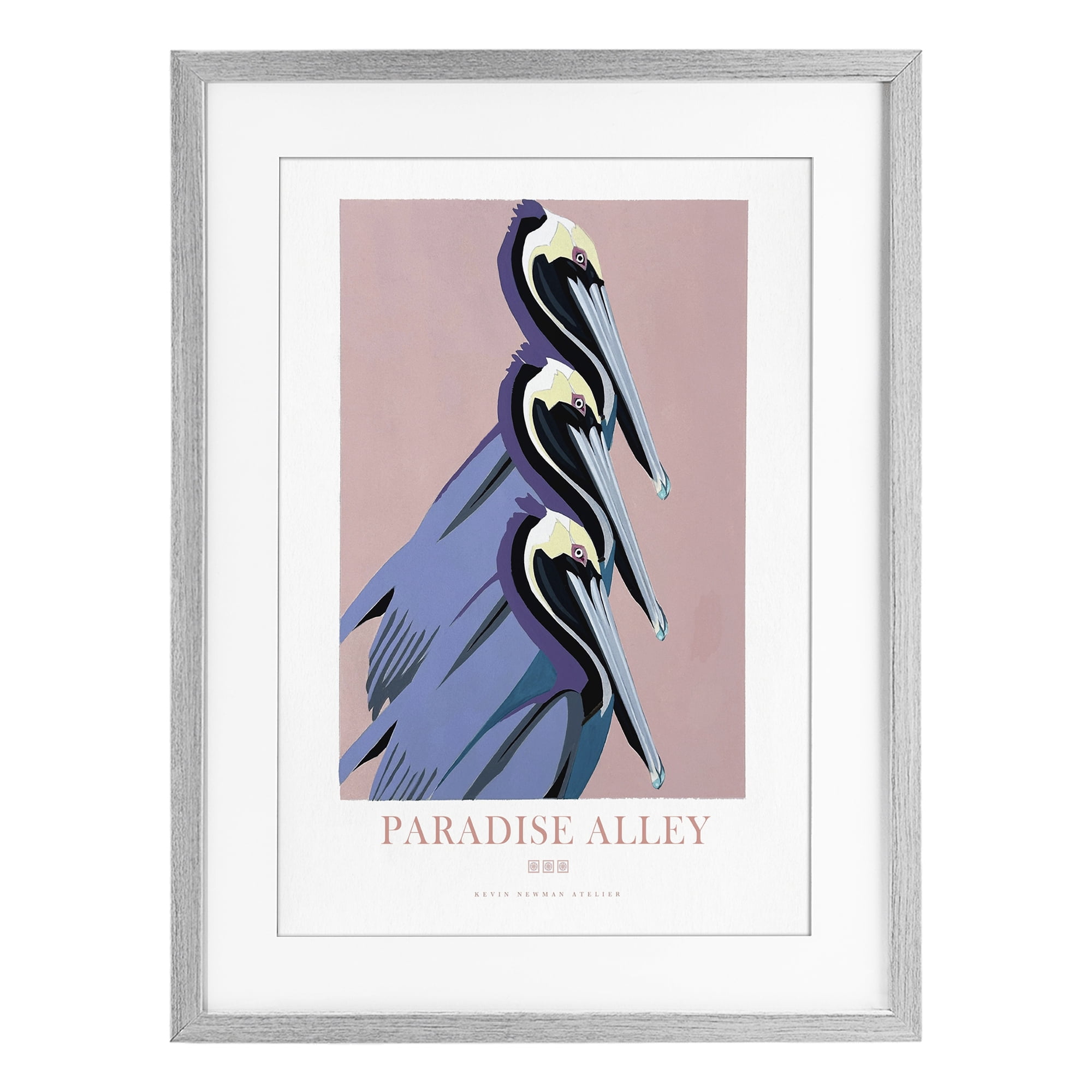 Stupell Industries Paradise Alley Pelican Trio Gray Framed Print Under Glass, design by Jadei Graphics
