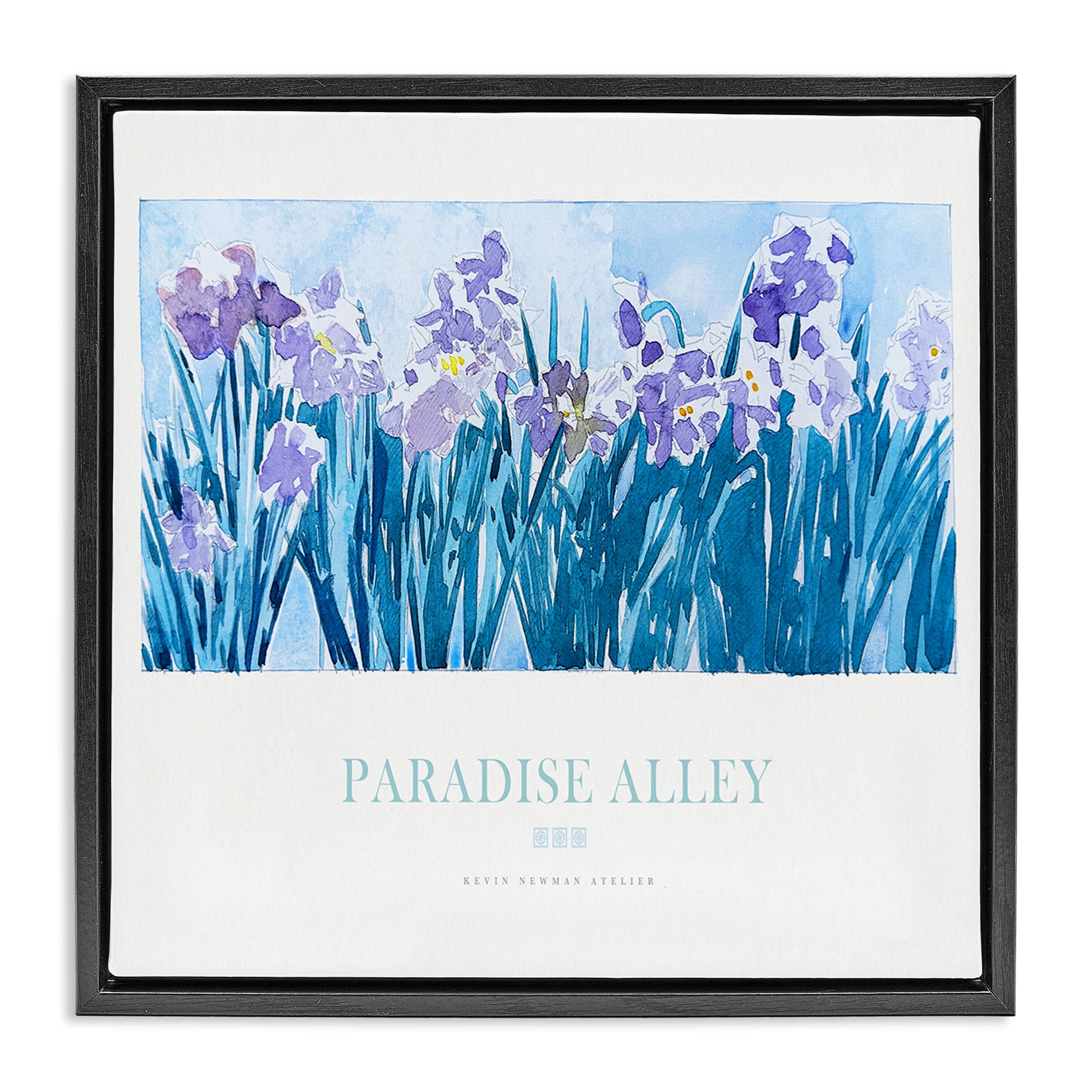 Stupell Industries Paradise Alley Purple Irises Black Framed Floater Canvas Wall Art, design by Jadei Graphics