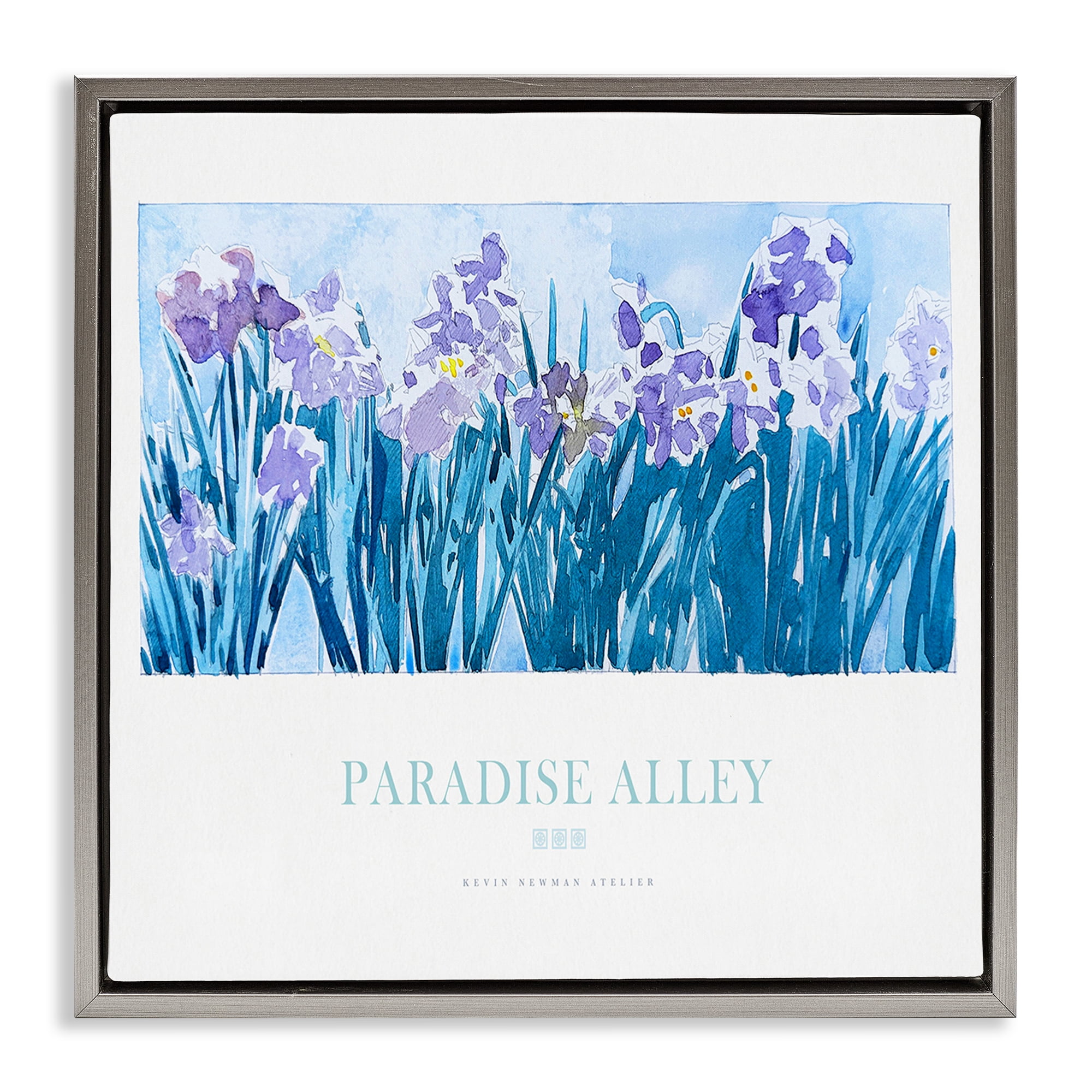 Stupell Industries Paradise Alley Purple Irises Gray Framed Floater Canvas Wall Art, design by Jadei Graphics