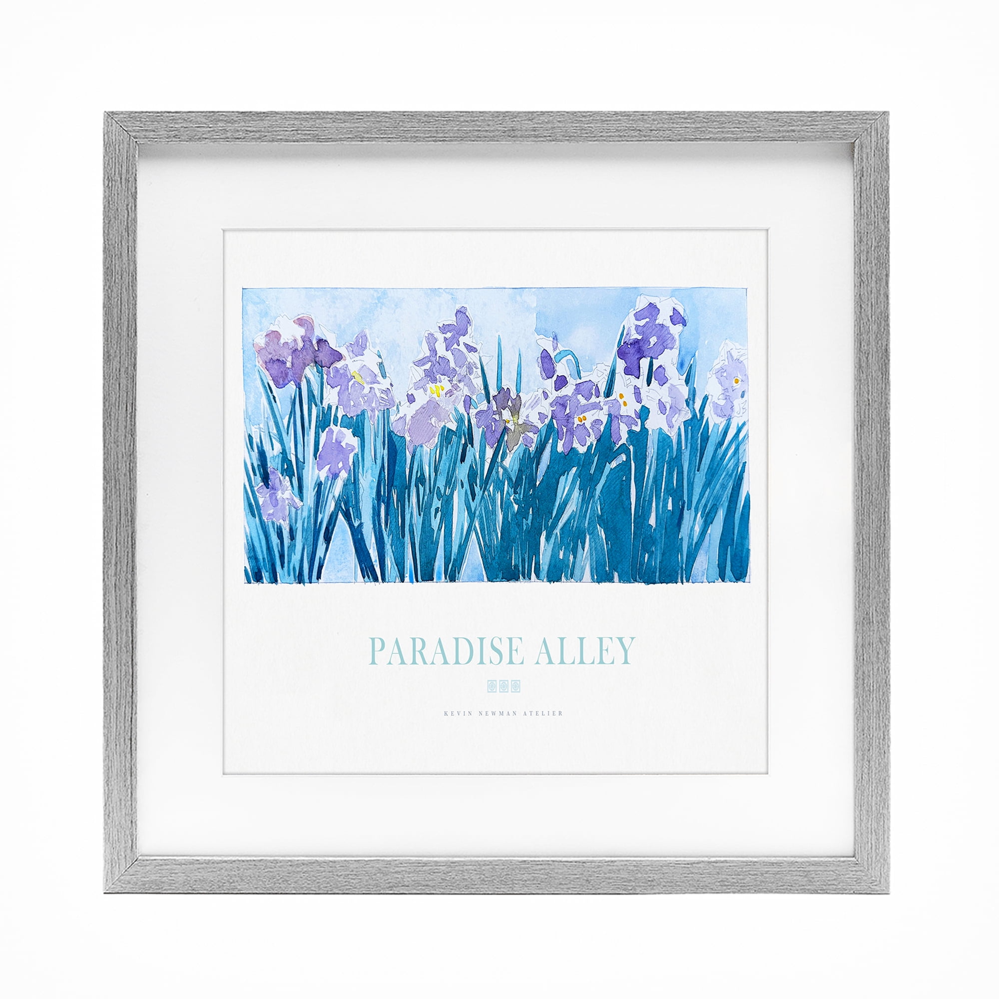 Stupell Industries Paradise Alley Purple Irises Gray Framed Print Under Glass, design by Jadei Graphics