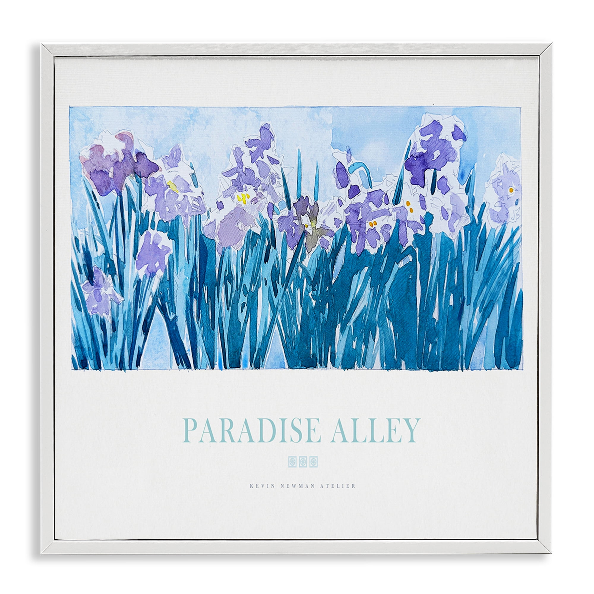 Stupell Industries Paradise Alley Purple Irises White Framed Giclee Art, design by Jadei Graphics
