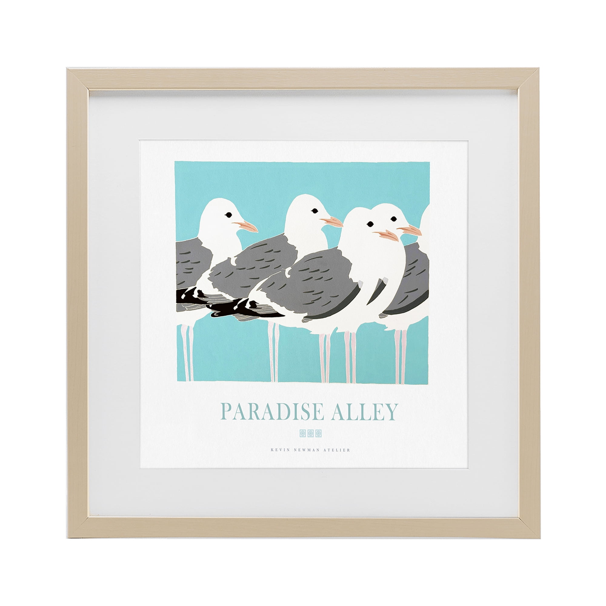 Stupell Industries Paradise Alley Seagull Gathering Birch Framed Print Under Glass, design by Jadei Graphics
