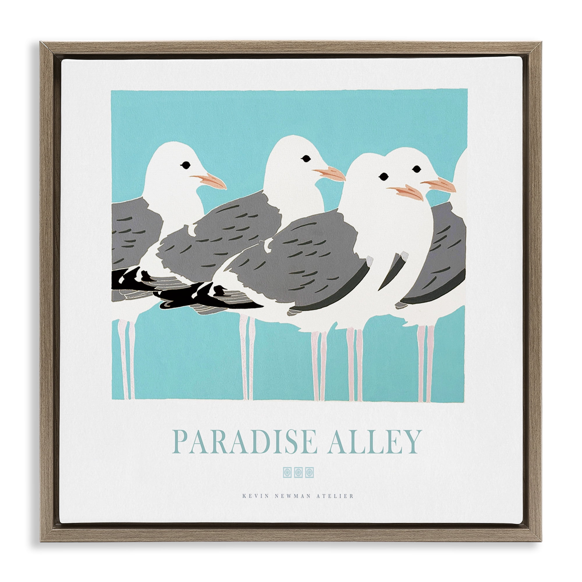 Stupell Industries Paradise Alley Seagull Gathering Brown Framed Floater Canvas Wall Art, design by Jadei Graphics