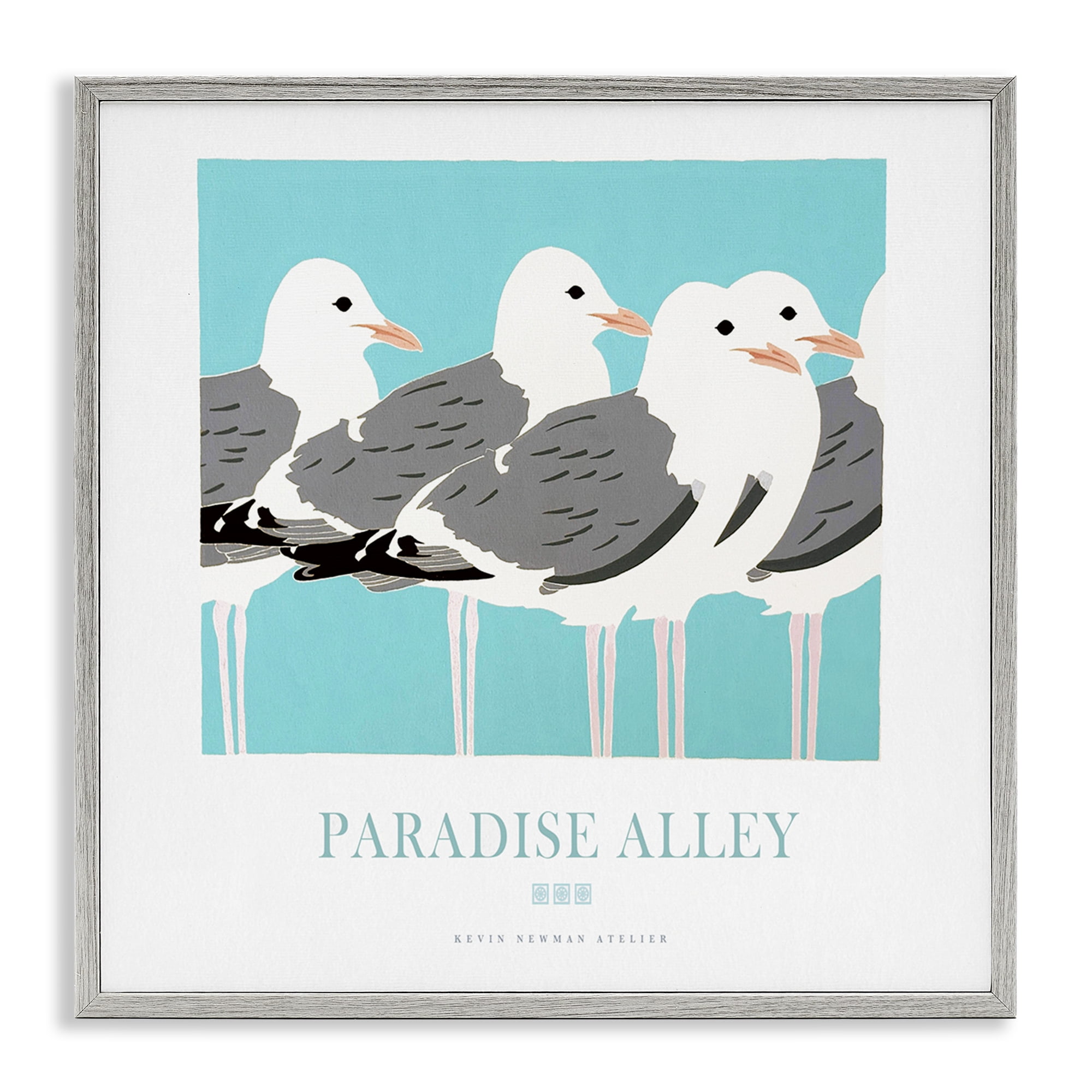 Stupell Industries Paradise Alley Seagull Gathering Gray Framed Giclee Art, design by Jadei Graphics