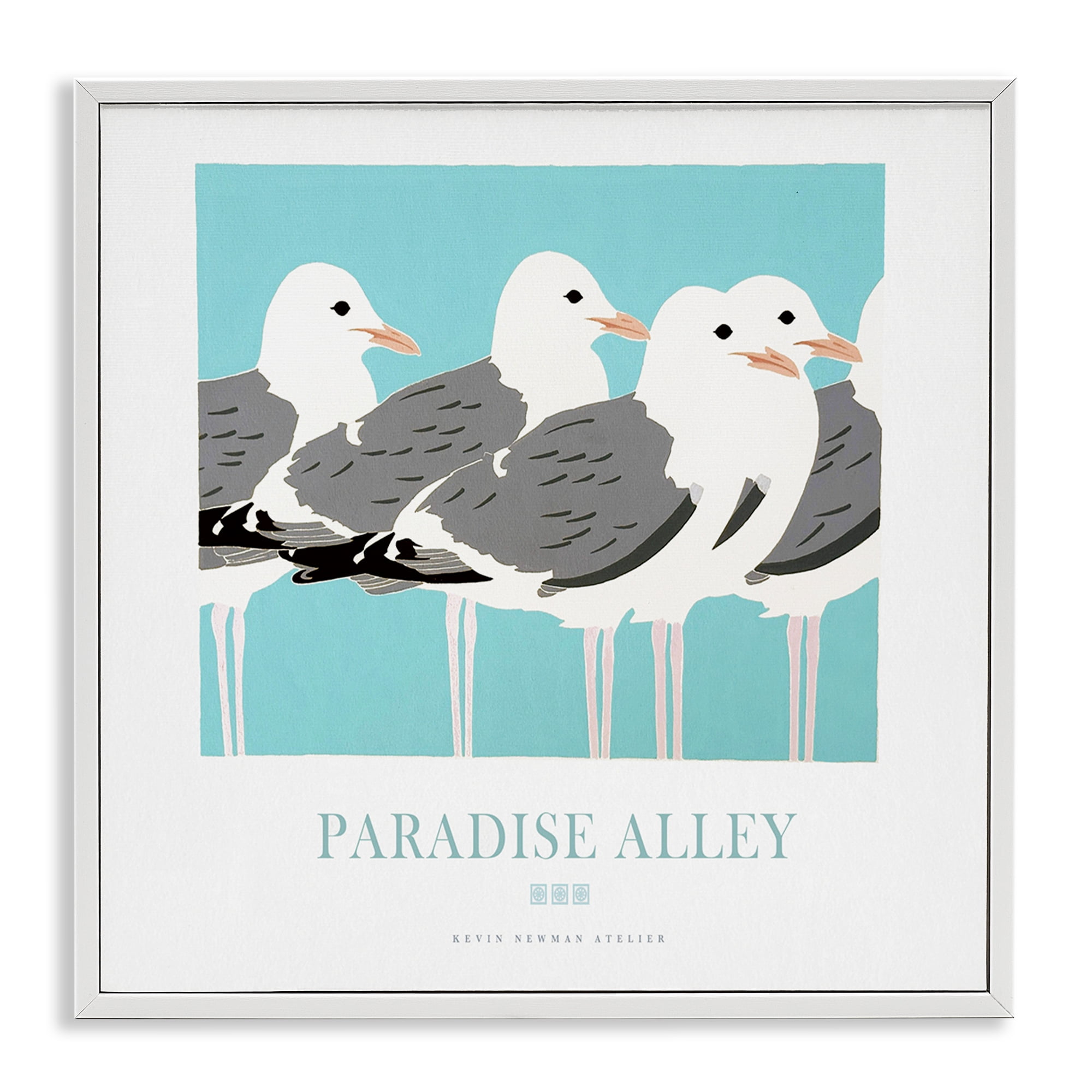 Stupell Industries Paradise Alley Seagull Gathering White Framed Giclee Art, design by Jadei Graphics