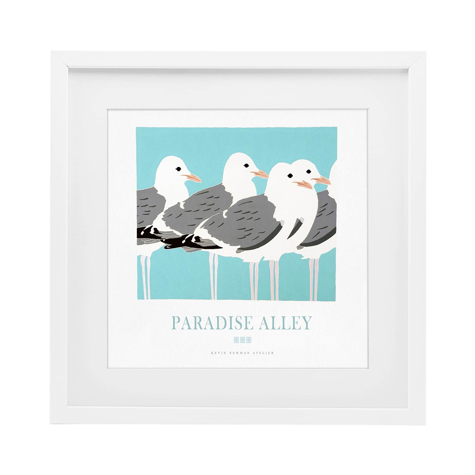 Stupell Industries Paradise Alley Seagull Gathering White Framed Print Under Glass, design by Jadei Graphics