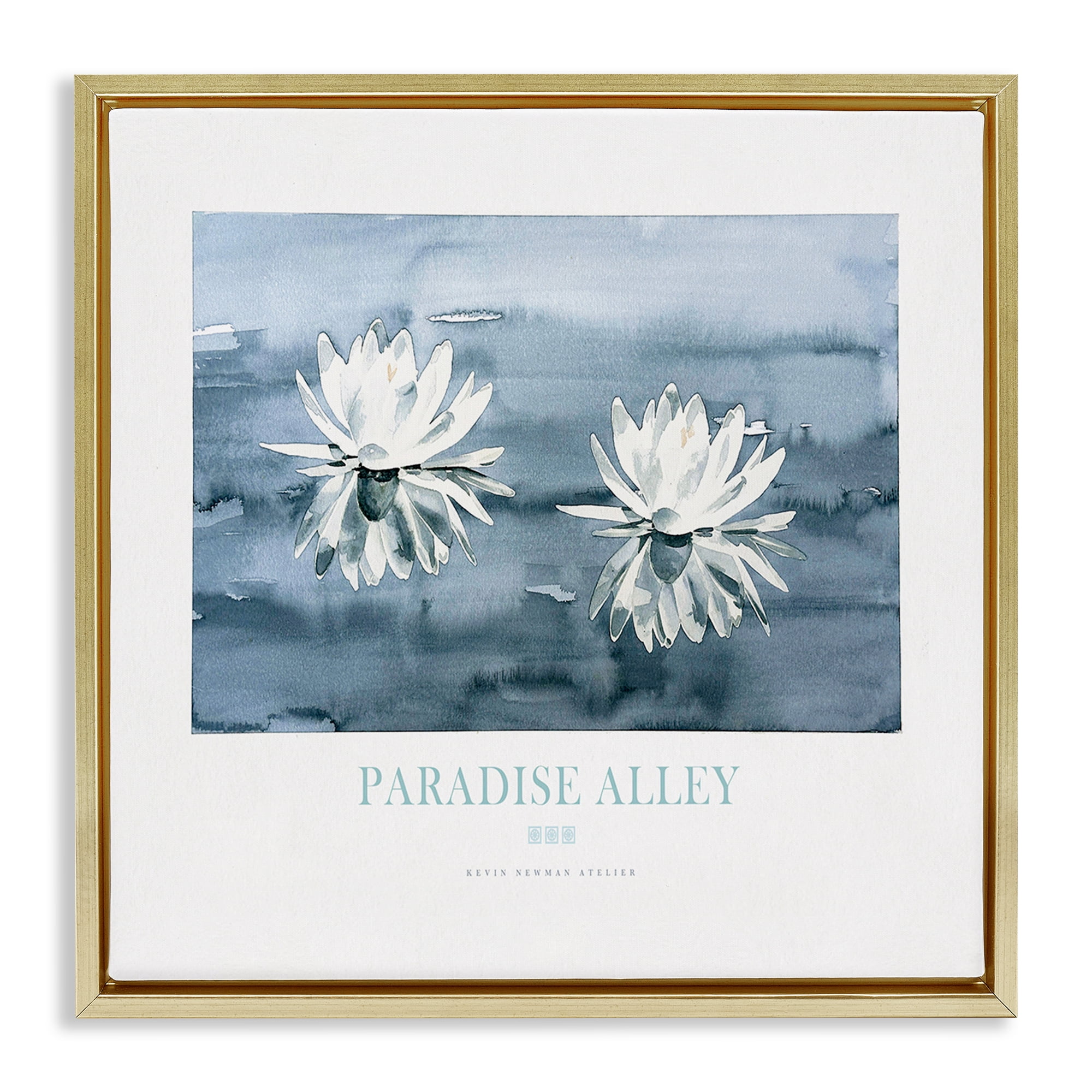 Stupell Industries Paradise Alley Water Lilies Gold Framed Floater Canvas Wall Art, design by Jadei Graphics