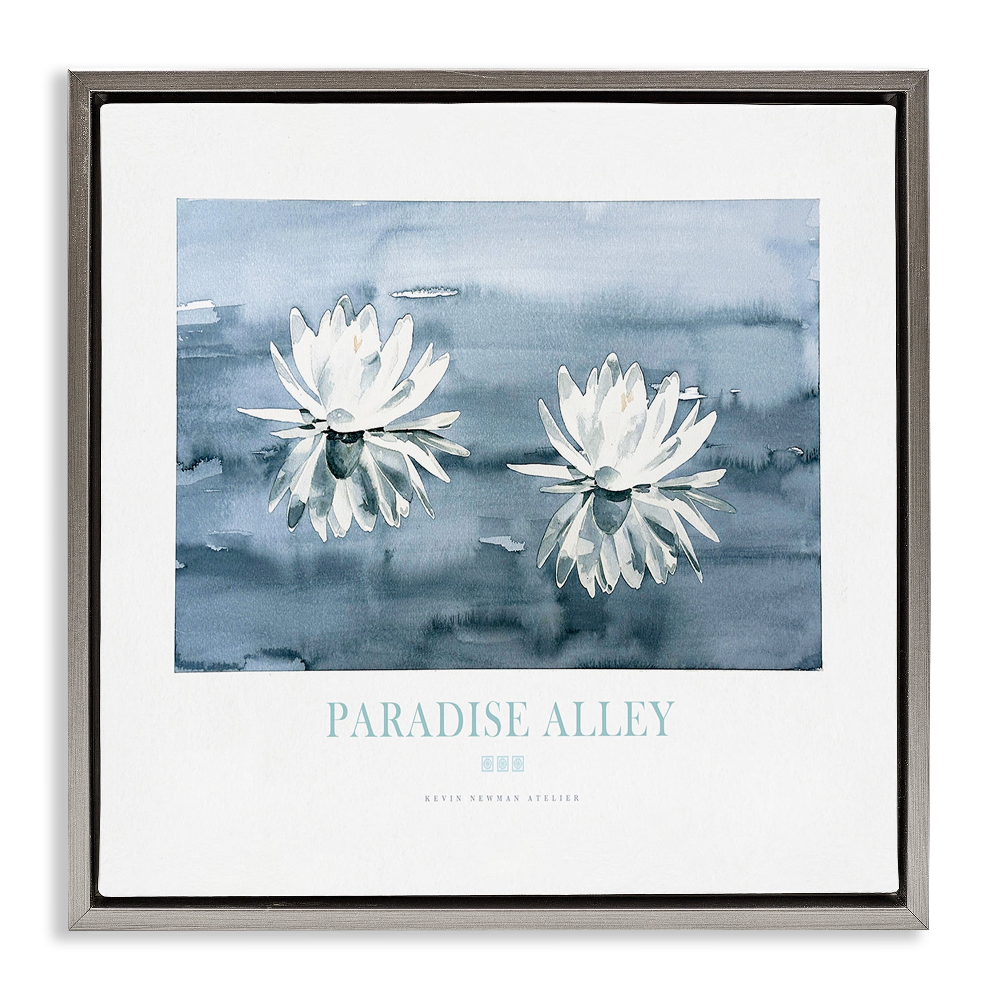 Stupell Industries Paradise Alley Water Lilies Gray Framed Floater Canvas Wall Art, design by Jadei Graphics