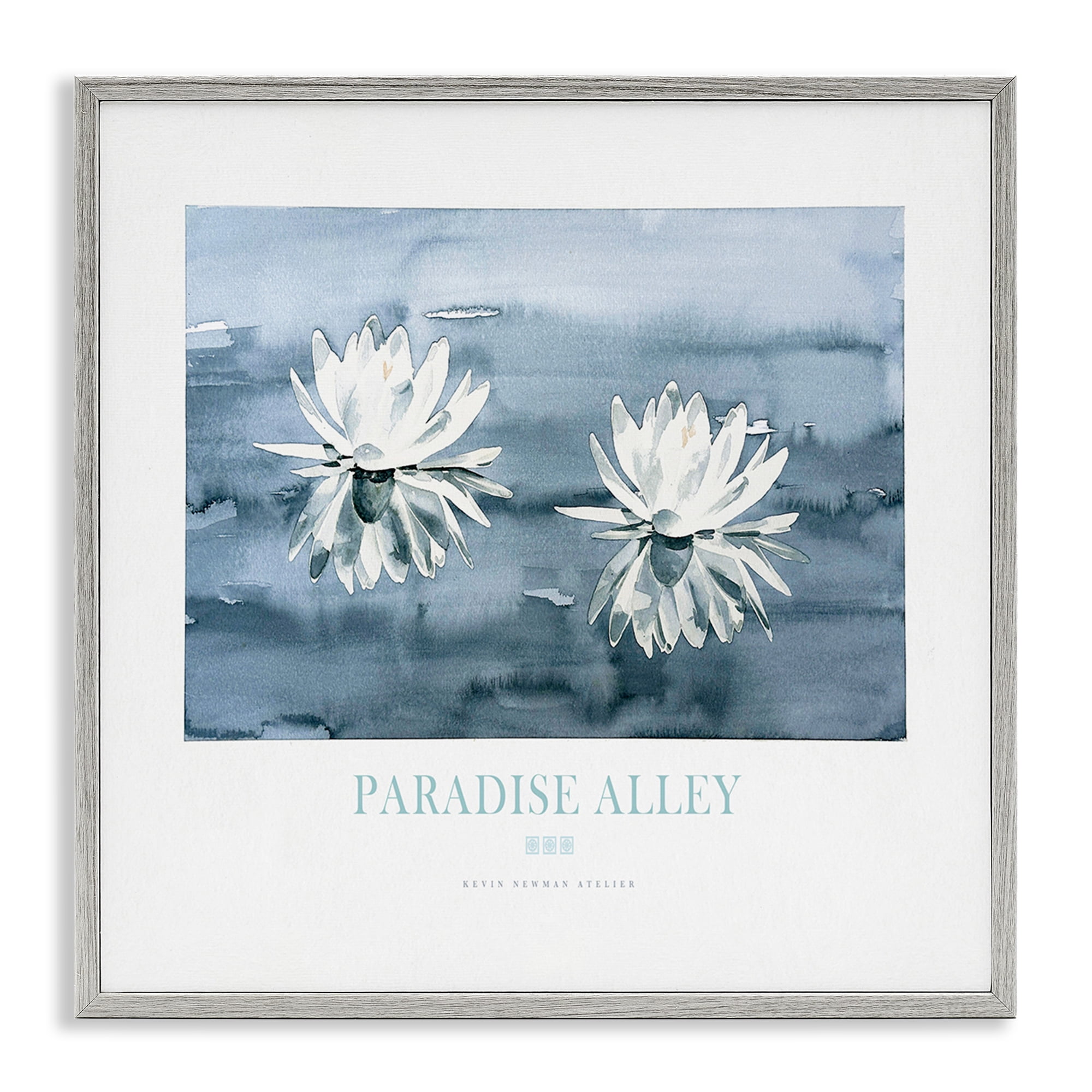 Stupell Industries Paradise Alley Water Lilies Gray Framed Giclee Art, design by Jadei Graphics