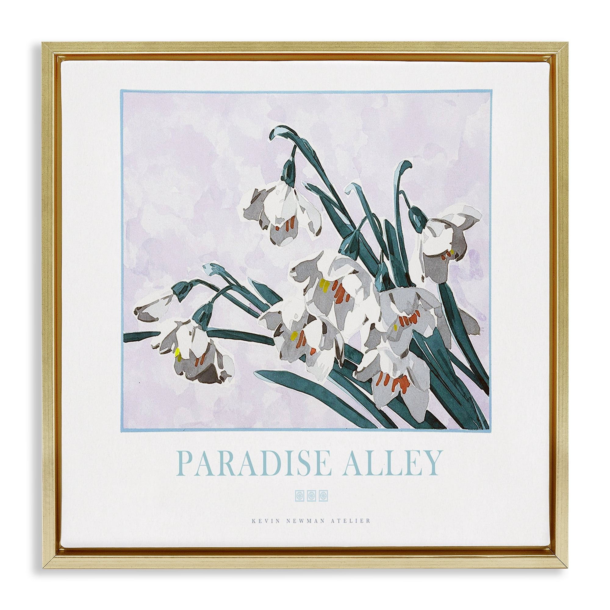 Stupell Industries Paradise Alley White Spring Blooms Gold Framed Floater Canvas Wall Art, design by Jadei Graphics
